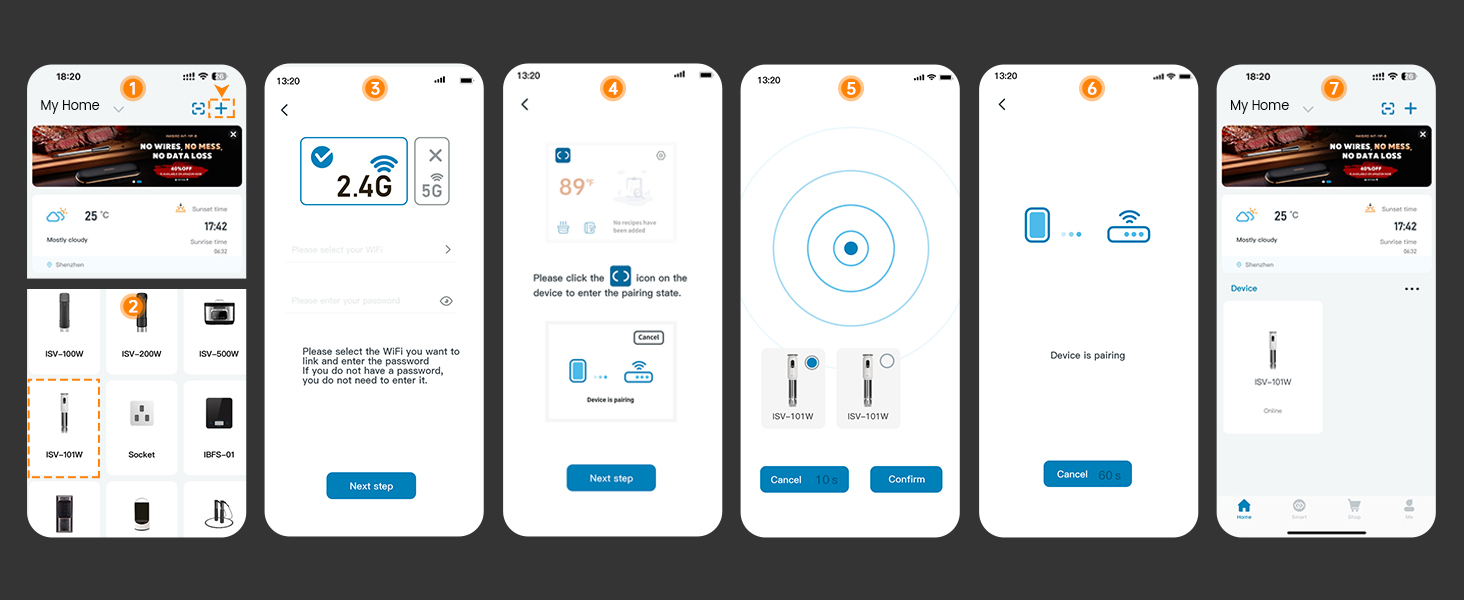 WiFi Sous Vide Machine ISV-101W Slow Cookers Immersion Precision ,1000 Watts 3D Water Circulation Heating,Smart Cooking alarm,Accurate Temperature,Ultra-Quiet