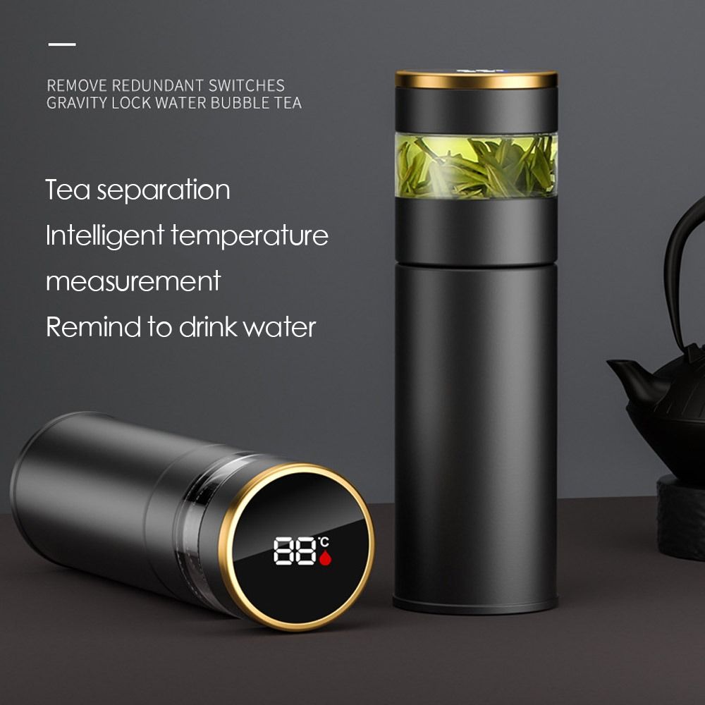 Drinkware Vacuum Flasks LED Display Miniature Water Bottle Premium Travel  Mug Tea and Water Separation Thermos Cup Intelligent Temperature Display BLUE
