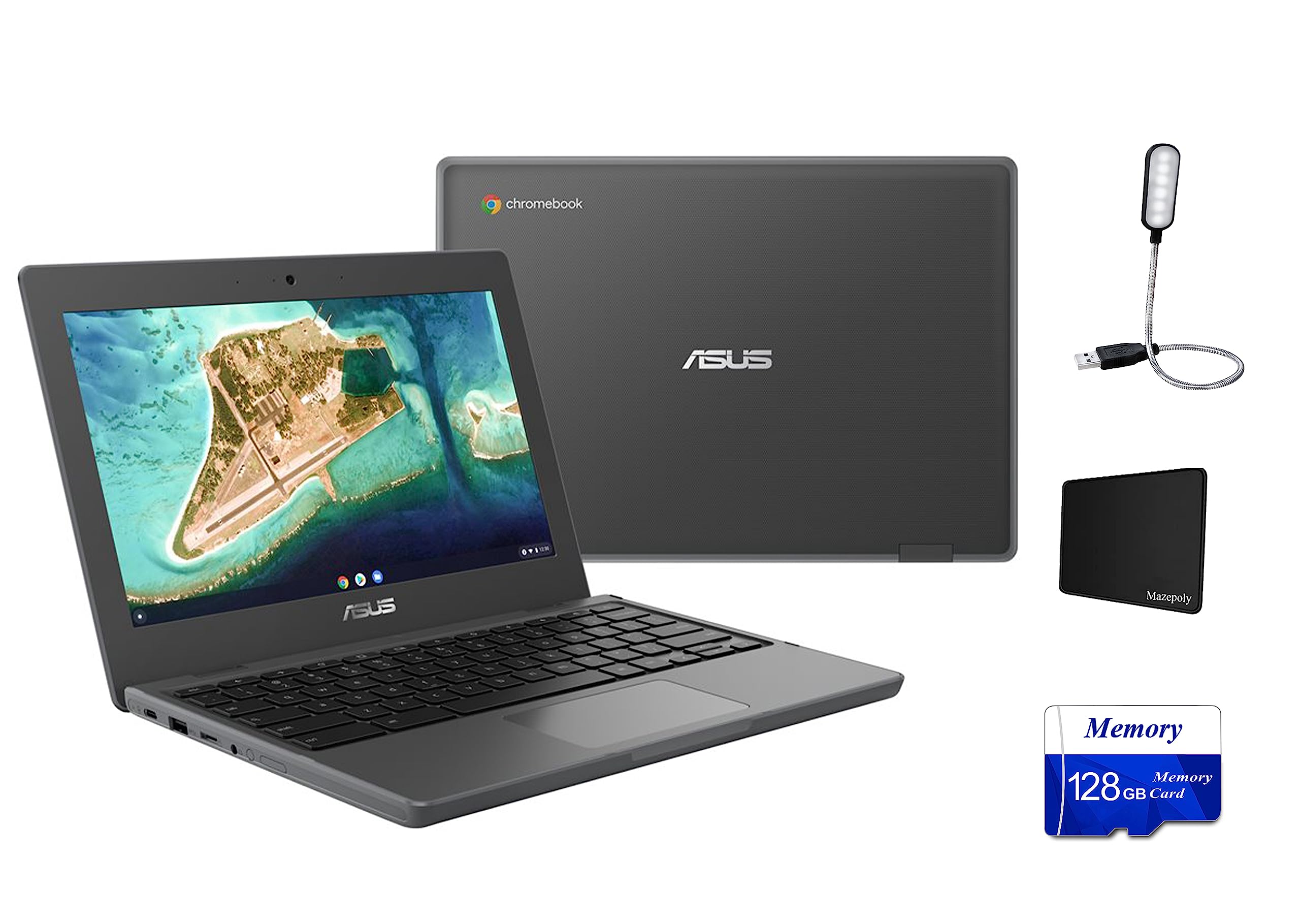 ASUS 11.6'' LCD HD（1366 x 768） Rugged Chromebook CR1 Intel Celeron N5100, 1.1 GHz, 8GB, 32GB eMMC, UHD Graphics, Chrome OS, Dark Gray, Webcam, Bluetooth, Wi-Fi 6 + Accessories