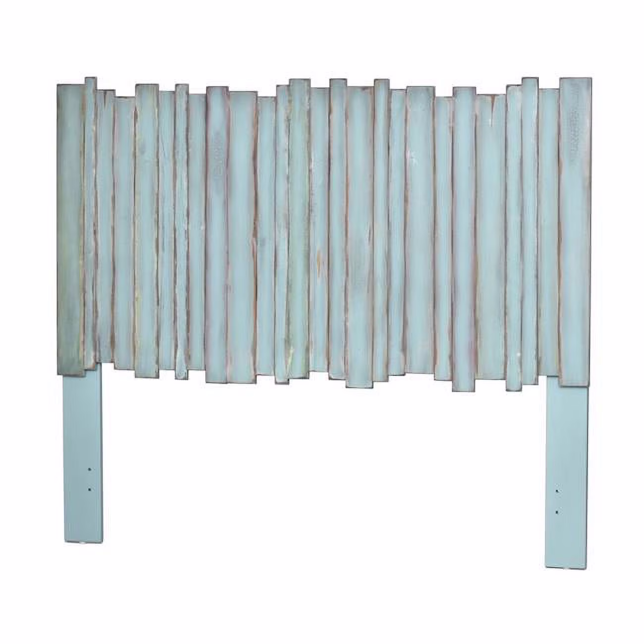 Sea Wind Florida Picket Fence Coastal Wood Queen Headboard in Blue