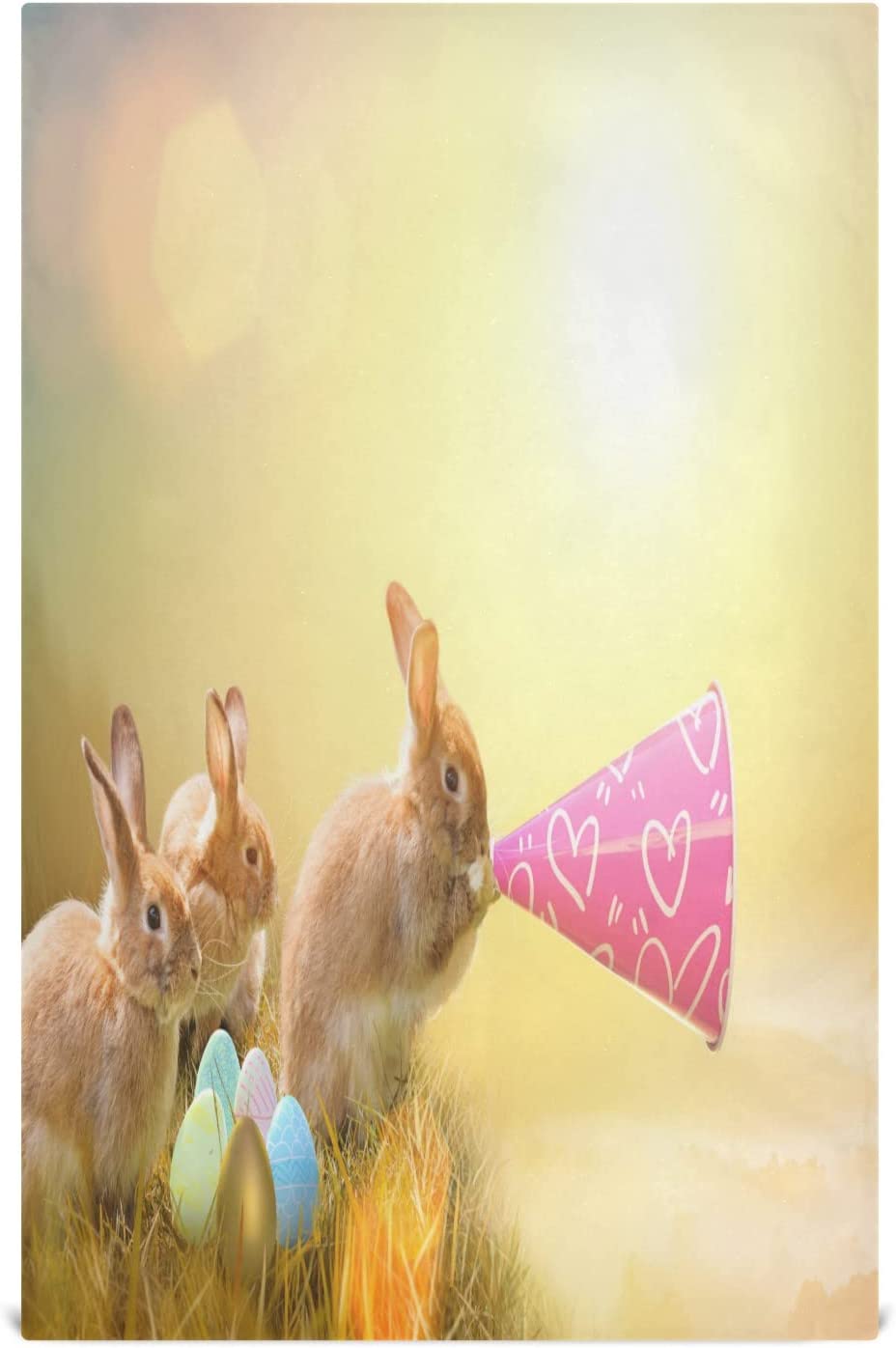 Funny Easter Rabbit Kitchen Tea Towels Set of 4 Absorbent Hand Dish Towels, Sun Shine Dishcloths Lint-Free 18x28 Inch Fast Drying for Cooking Baking Home Clean