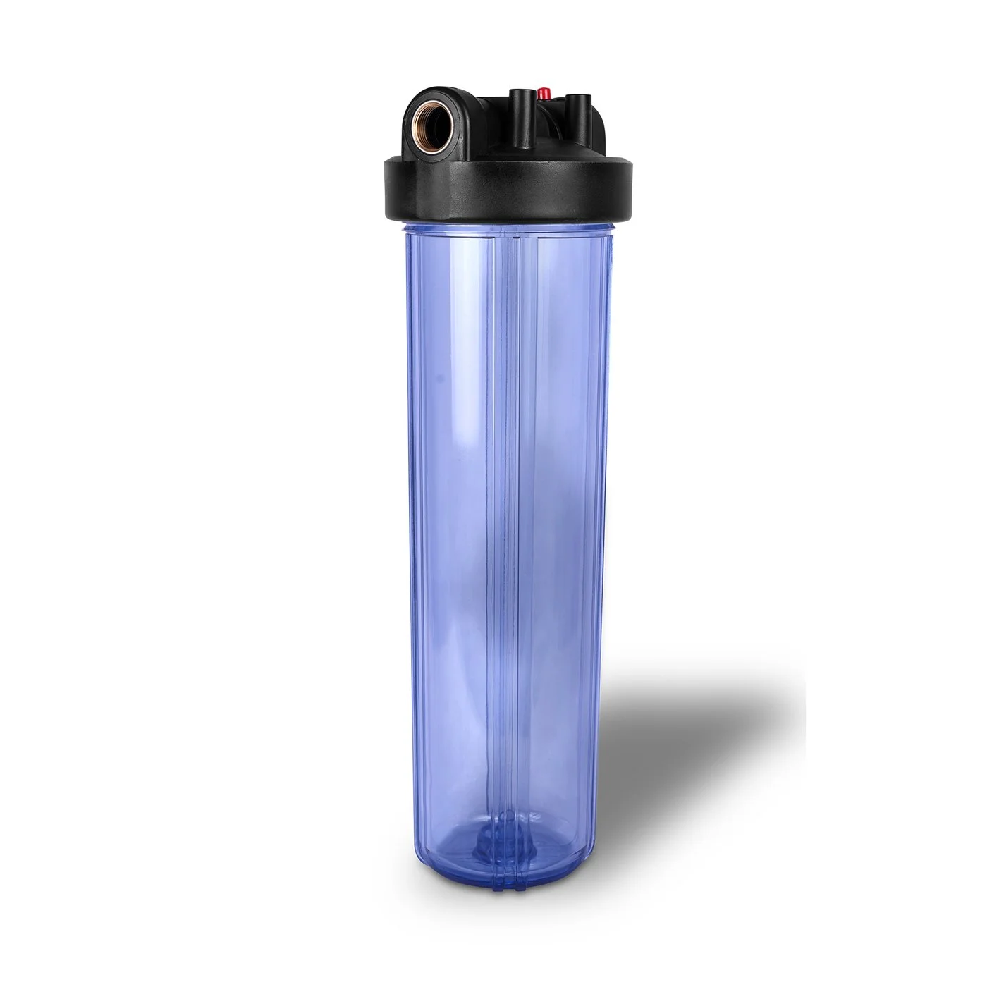 20 Inches Transparent Big Blue Housing with Presser Relief Button, 1” Inlet/Outlet Brass Port & 5 Micron Sediment Water Filter Cartridge
