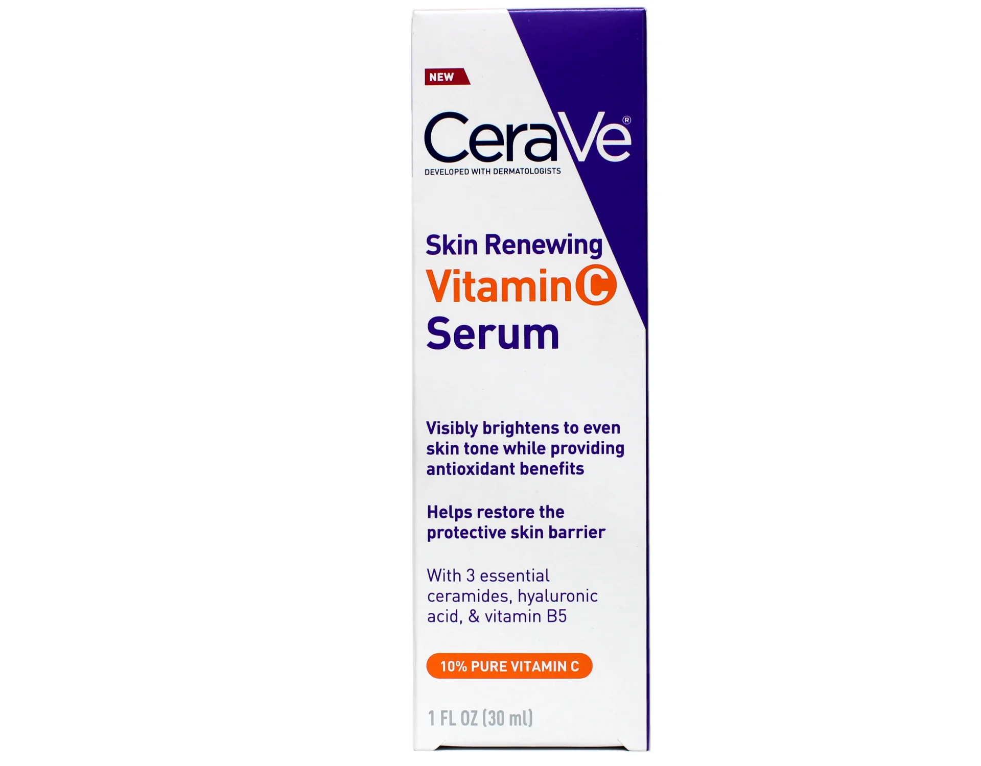 CeraVe Skin Renewing Vitamin C Serum with Ceramides, Hyaluronic Acid and Vitamin B5 1 fl oz, - Pack of 3