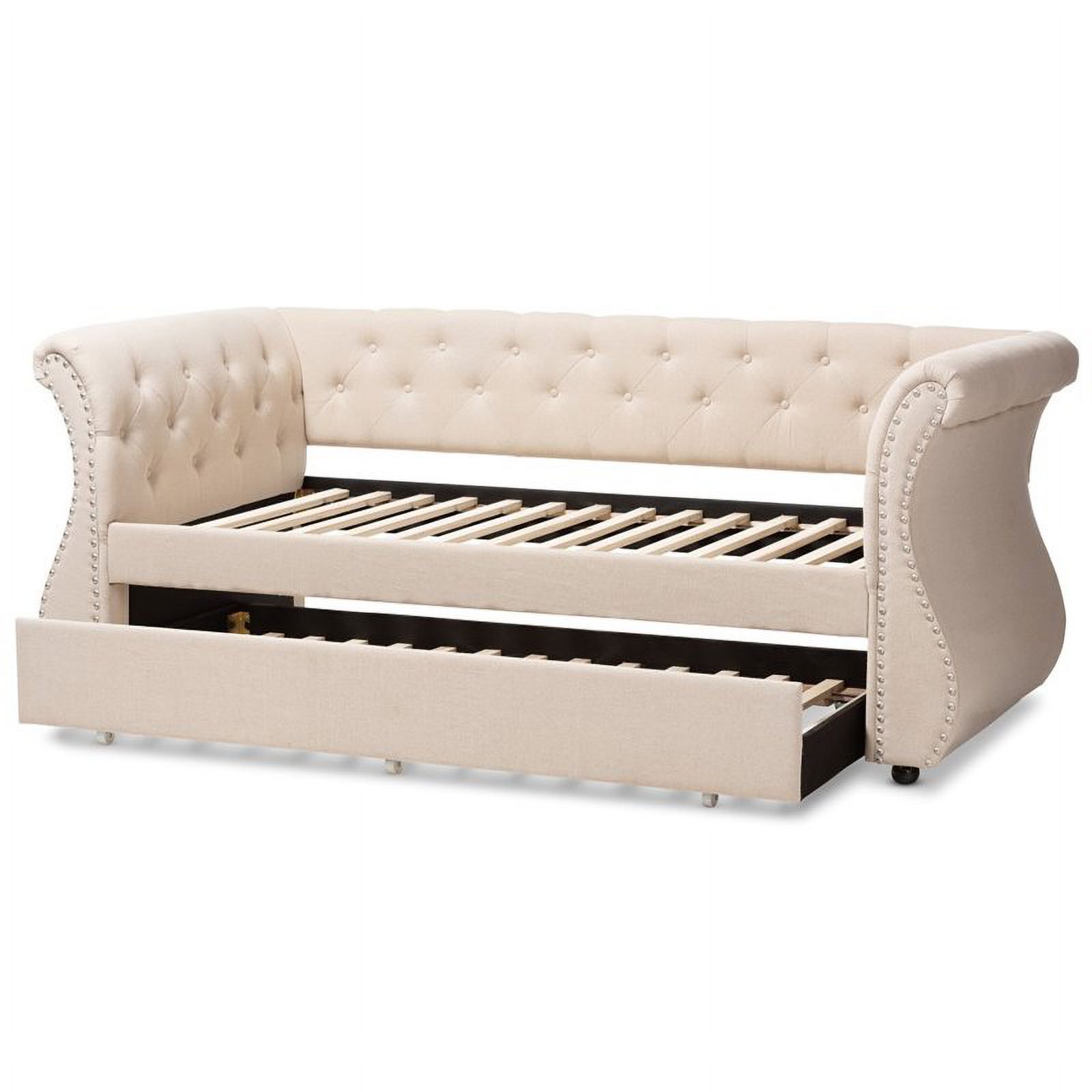 Bowery Hill Classic Tufted Daybed with Trundle in Beige