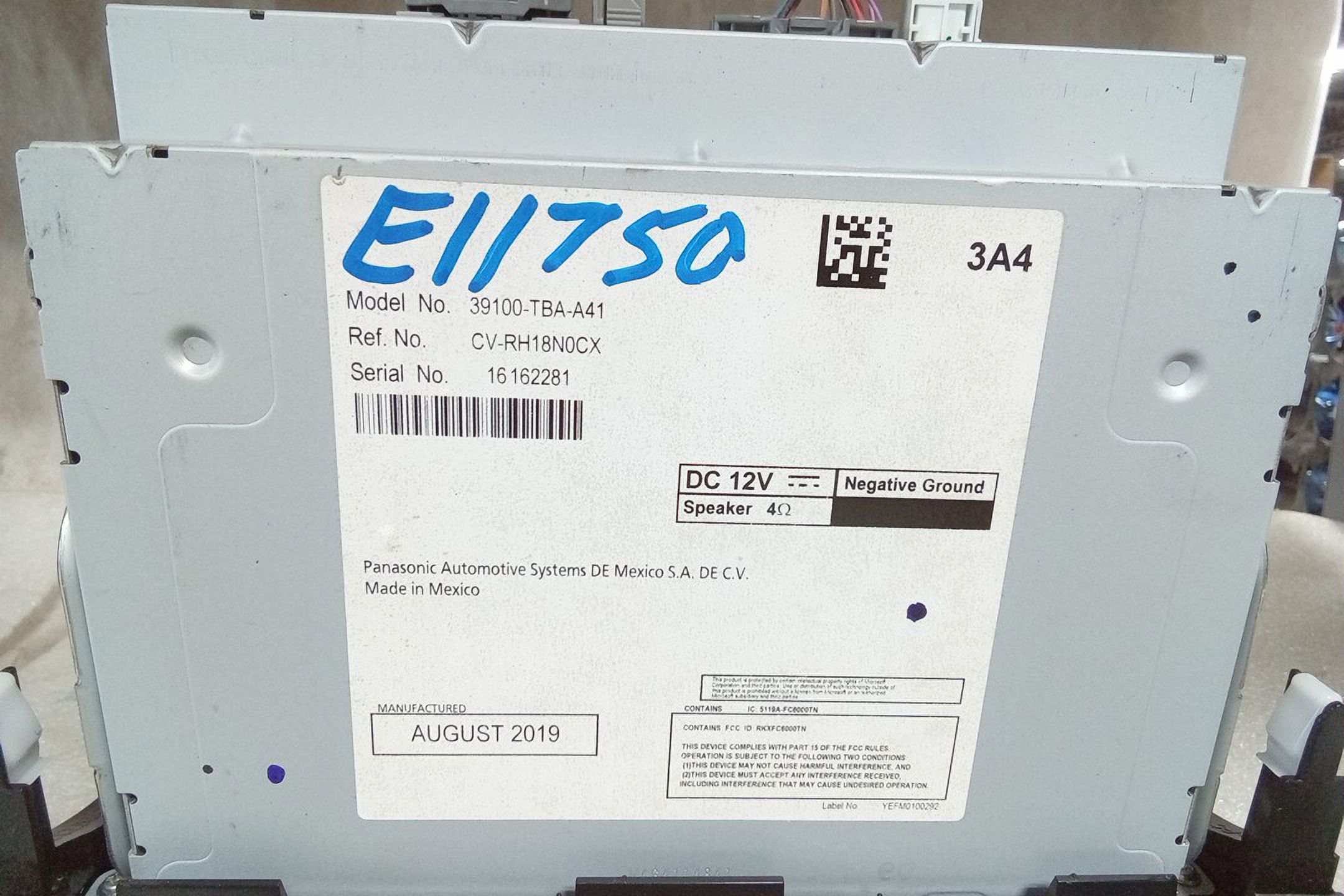 Pre-Owned 2019 Honda Civic LX Sedan Display and Receiver 39100TBAA41 OEM LKQ (Good)