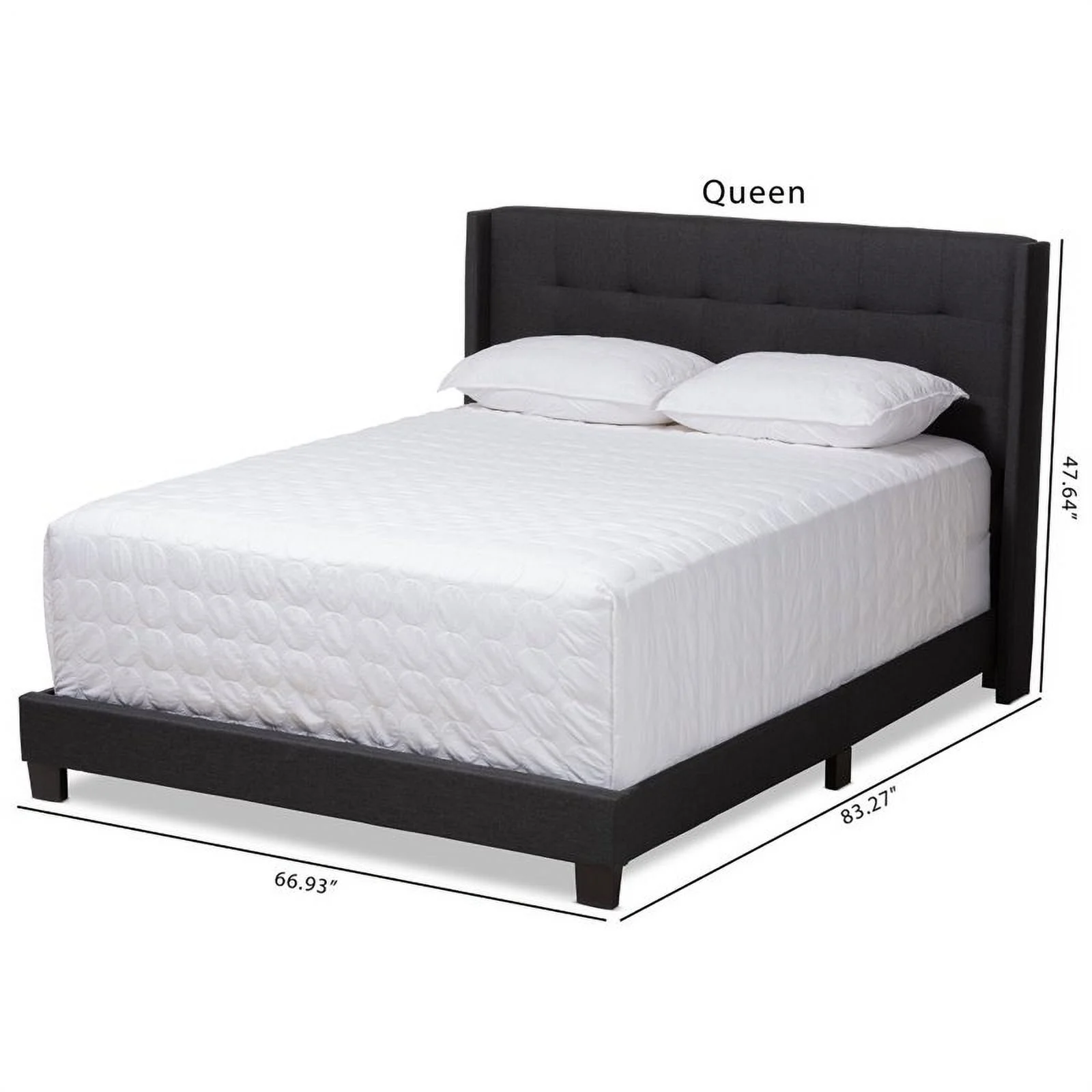 Bowery Hill Upholstered Fabric Tufted Queen Bed in Grey