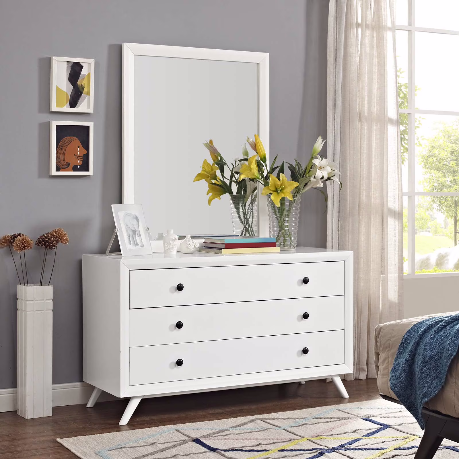 Modway Tracy Dresser and Mirror in White