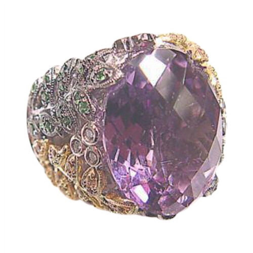 11.24 CT OVAL CUT AMETHYST FRENCH CUT 3/4 WAY SET SAPPHIRE EMERALD DIAMOND 18 K