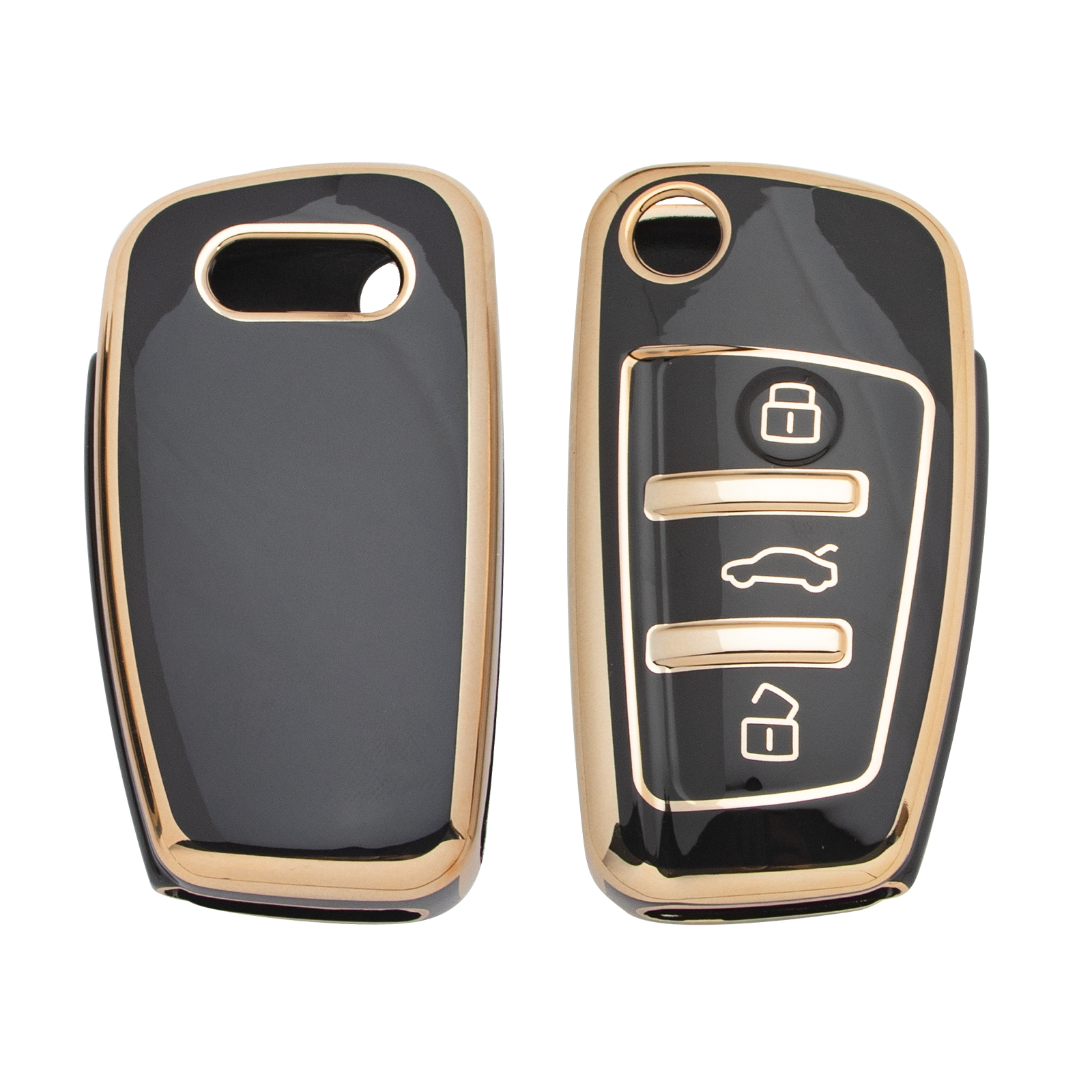 Xotic Tech 2Pcs Black Soft TPU 3-Button Full Protection Smart Remote Control Key Fob Cover Shell Case Holder Compatible with Audi A3 A1 A3 A6 Q2 Q3 Q7 TT TTS R8 S3 S6 RS3 A6L etc.
