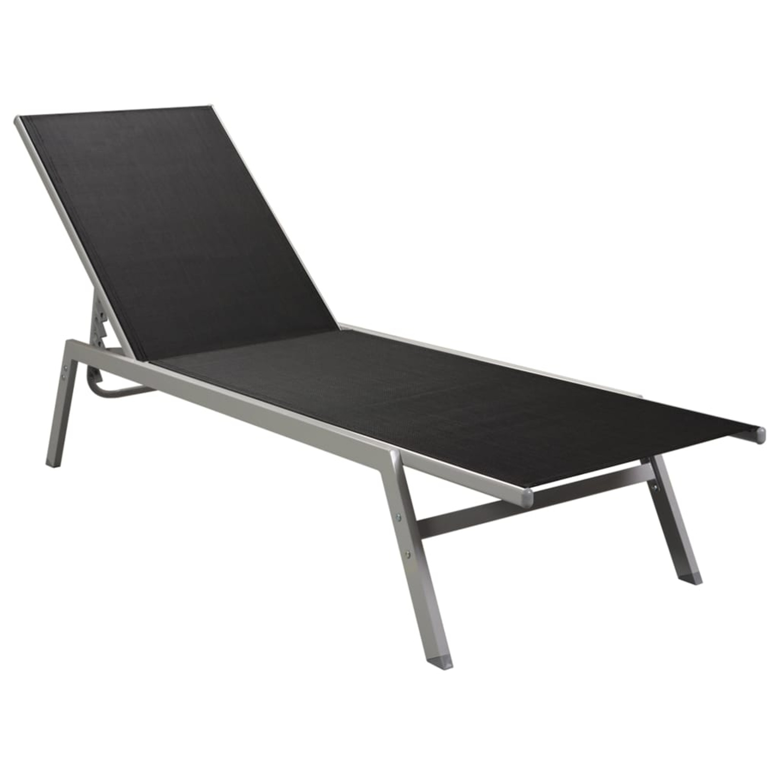 Dcenta Sun Lounger Backrest Adjustable Garden Chaise Lounge Chair Steel and Textilene Black for Poolside, Patio, Balcony, Outdoor Furniture 78.7 x 22.8 x 12.6 Inches (L x W x H)