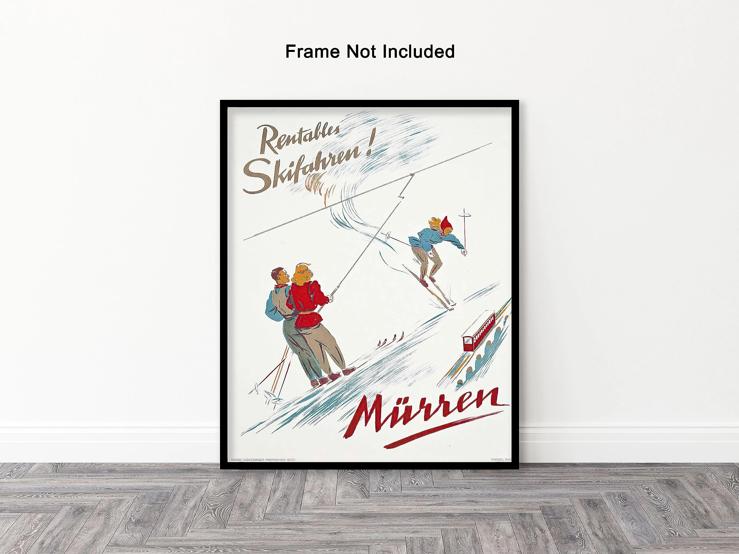 Poster Master Vintage Travel Poster - Retro MÃ¼rren Switzerland Print - Ski Art - Gift for Men, Women, Athlete, Travel Lover - Chic Decor for Home, Office, Living Room - 11x14 UNFRAMED Wall Art