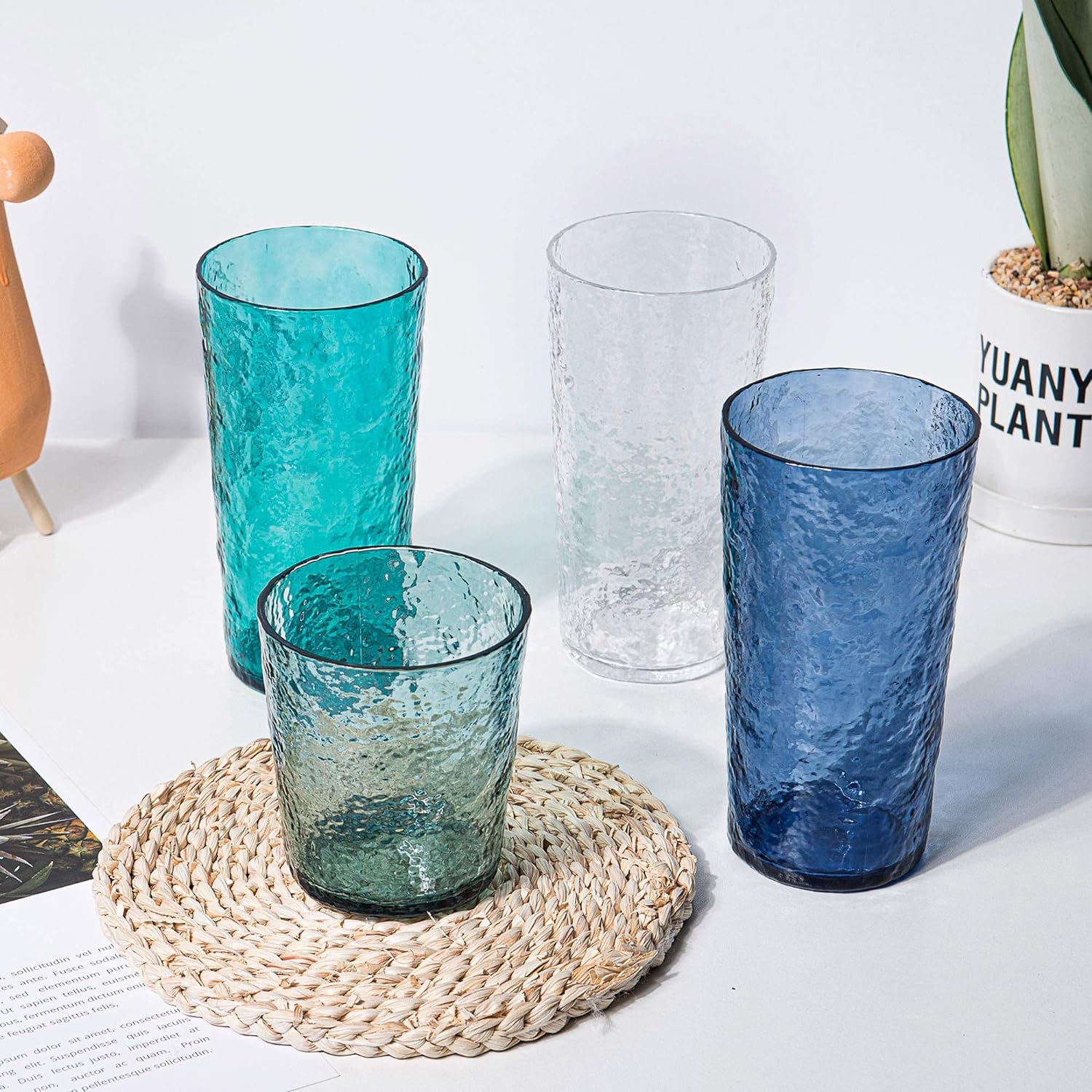 YGDU 18-piece Melamine Dinnerware set, Plastic Tumbler, Melamine Bowl and Plate