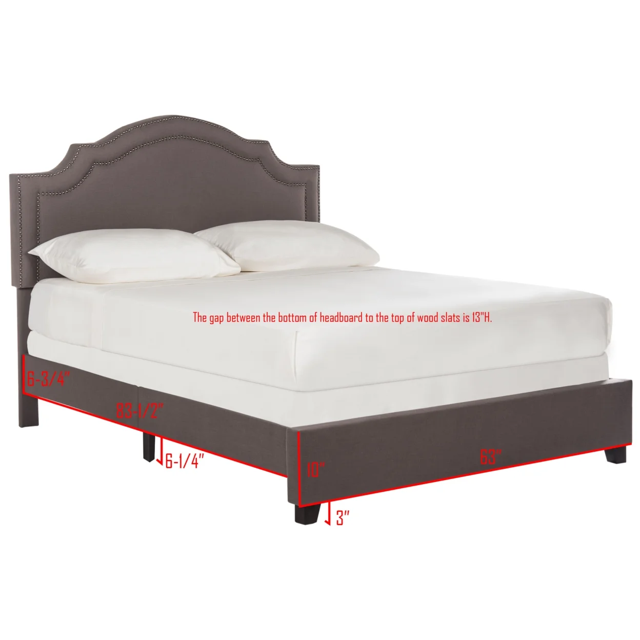 SAFAVIEH Theron Modern Elegant Upholstered Bed Frame with Nail Heads, Twin, Dark Taupe