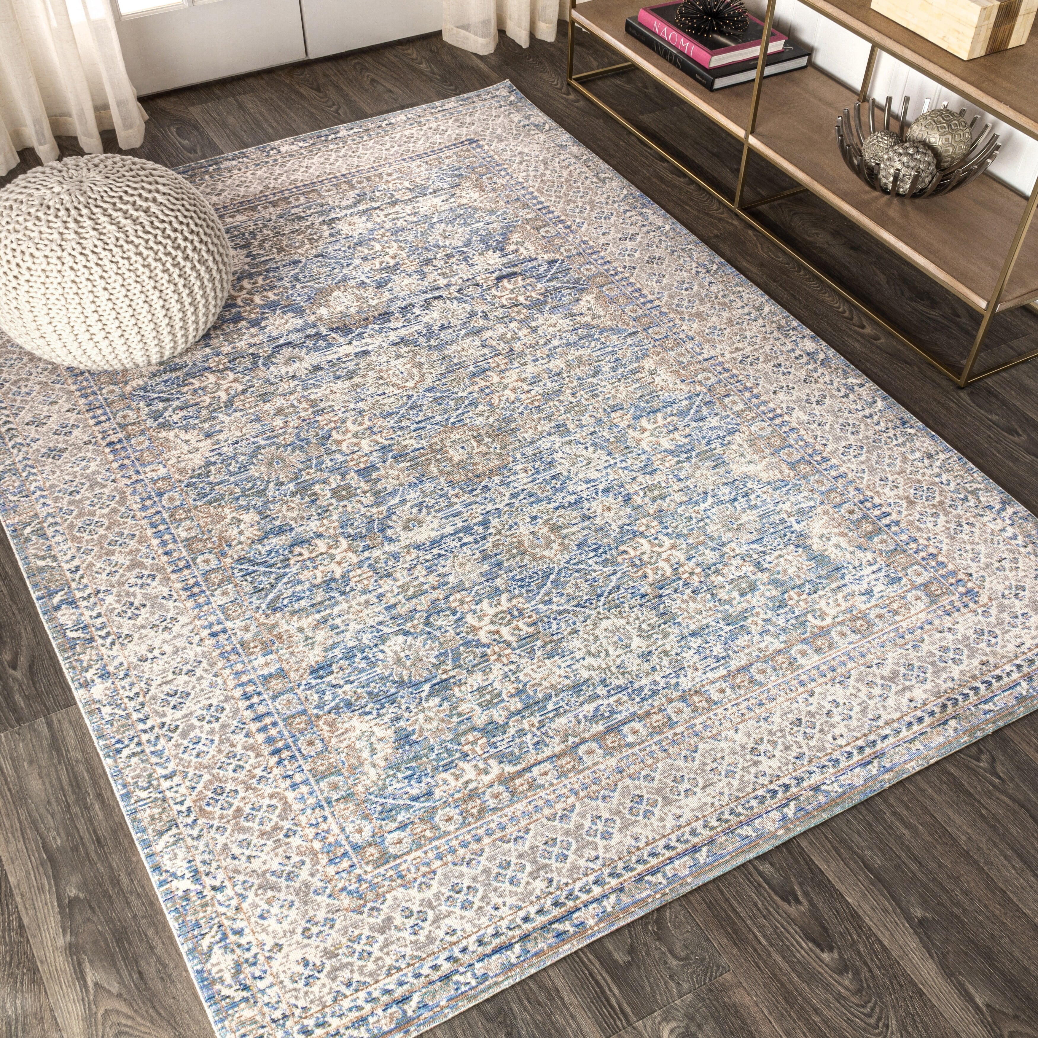 JONATHAN Y JONATHAN  Y Xlendi English Country Argyle Area Rug 4 X 6 - Blue/Gold