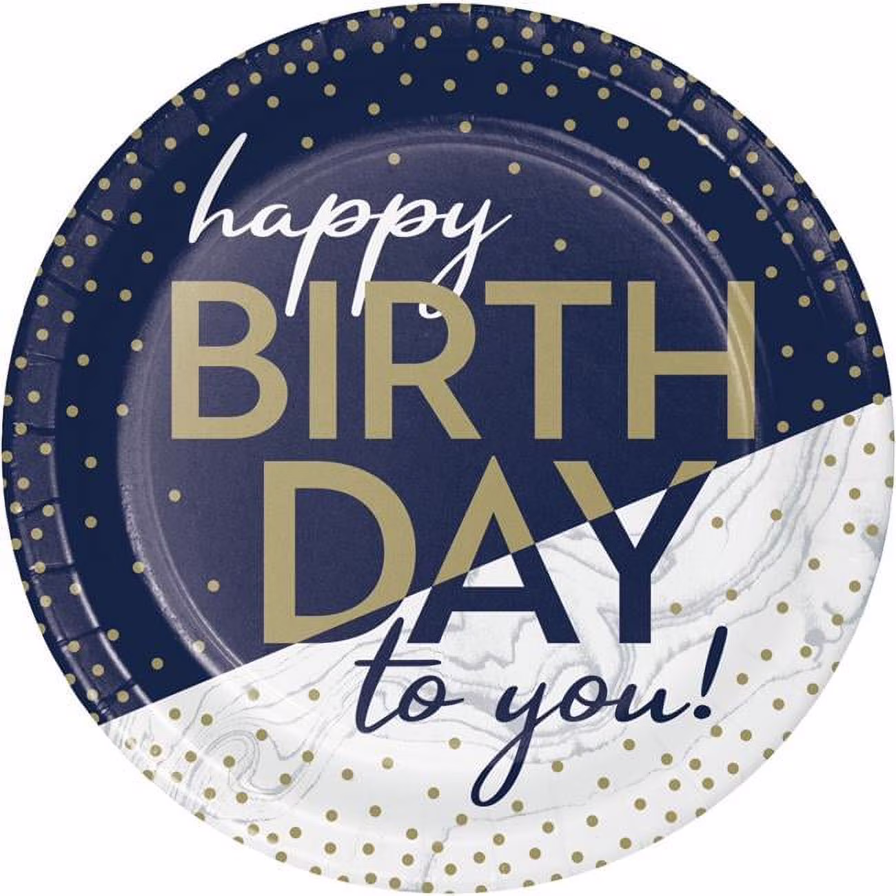 7 in. Dia. Navy & Gold Milestone Luncheon Paper Plate