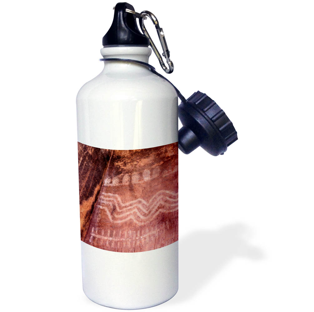 3dRose Arizona, Palatki Heritage Site, Pictographs at Roasting Pit site - Straw Water Bottle, 21-ounce
