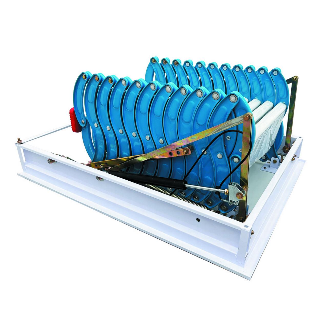 PreAsion Blue Side-mounted Loft Wall Ladder Stairs Al-mg Alloy Pulldown Wall Folding Stairs Attic Access Extension Ladder 11 Pedals