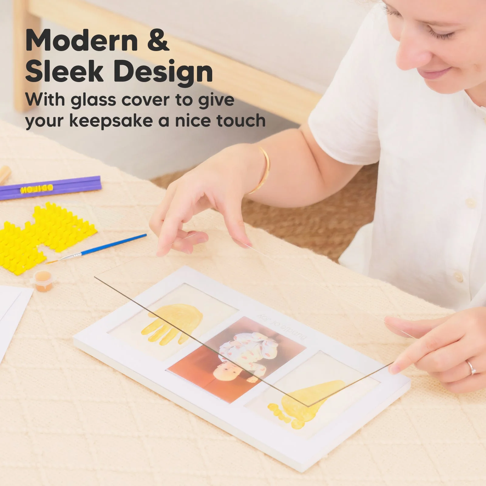 KeaBabies Baby Handprint Footprint Keepsake Kit, White Photo Frame (Alpine White)