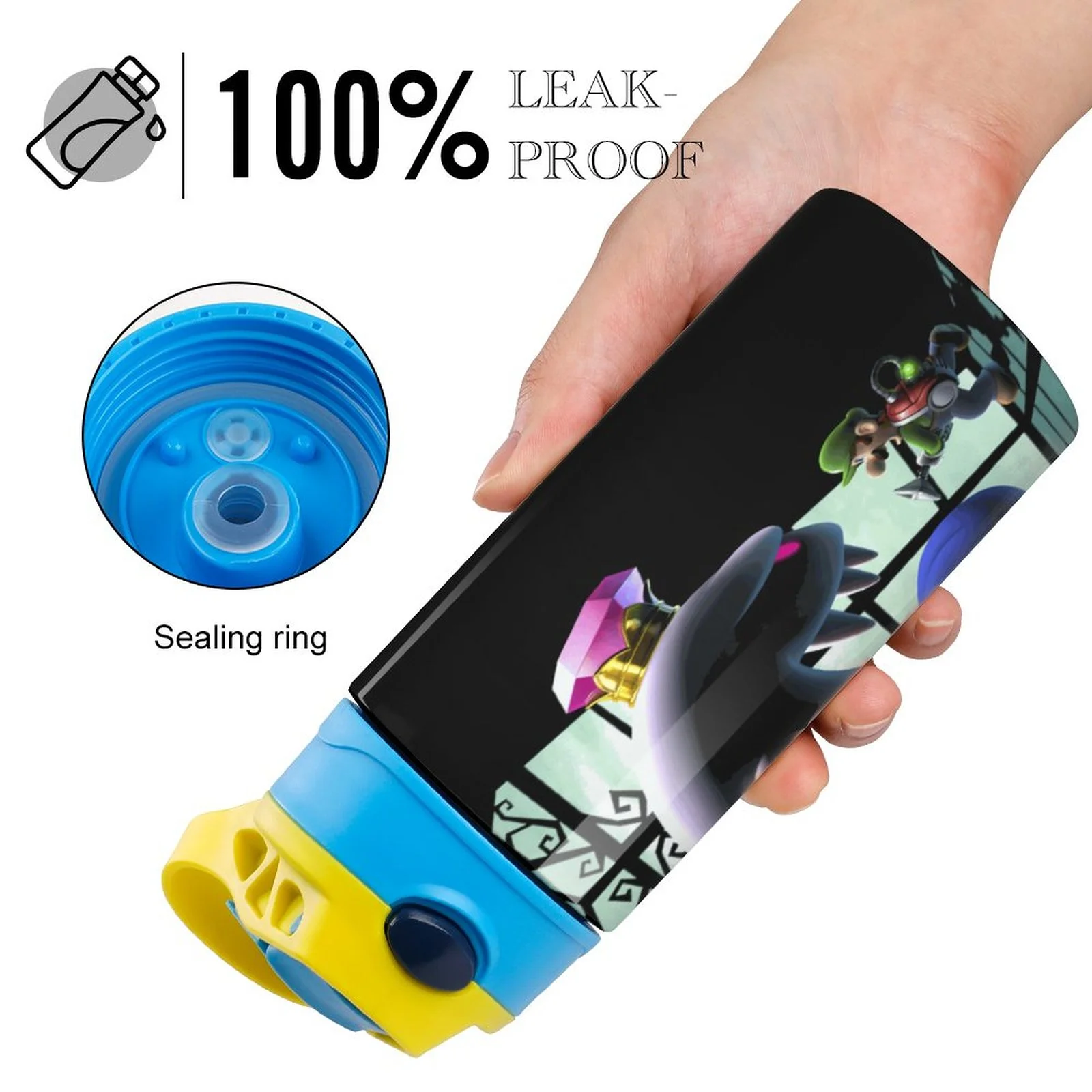 Cartoon Adventure Luigi's Mansion Kid's Insulated Water Bottle With Straw Vacuum Stainless Steel Cup Leak-Proof Children Toddler Thermoses