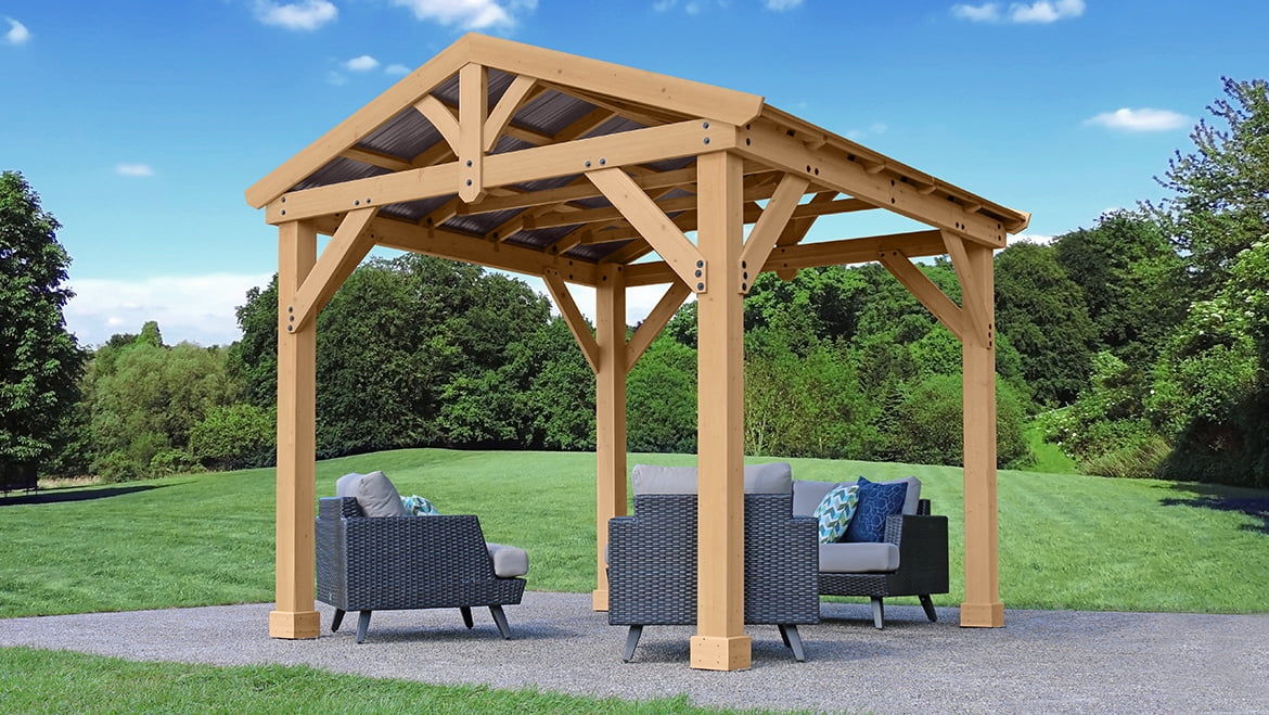 Yardistry 10' x 10' Meridian Cedar Pavilion with Aluminum Roof