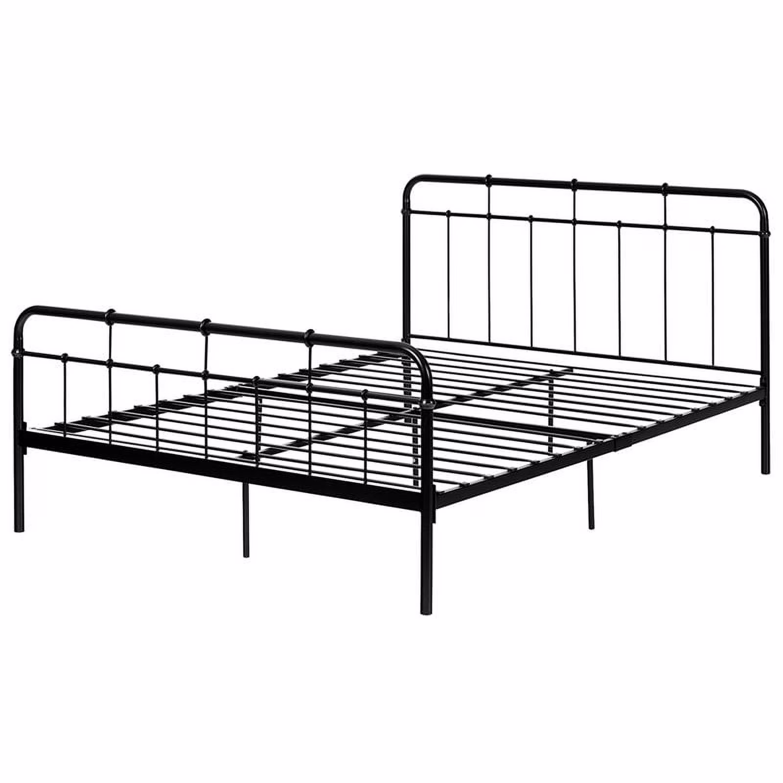 Pemberly Row Industrial Queen Metal Spindle Bed in Black