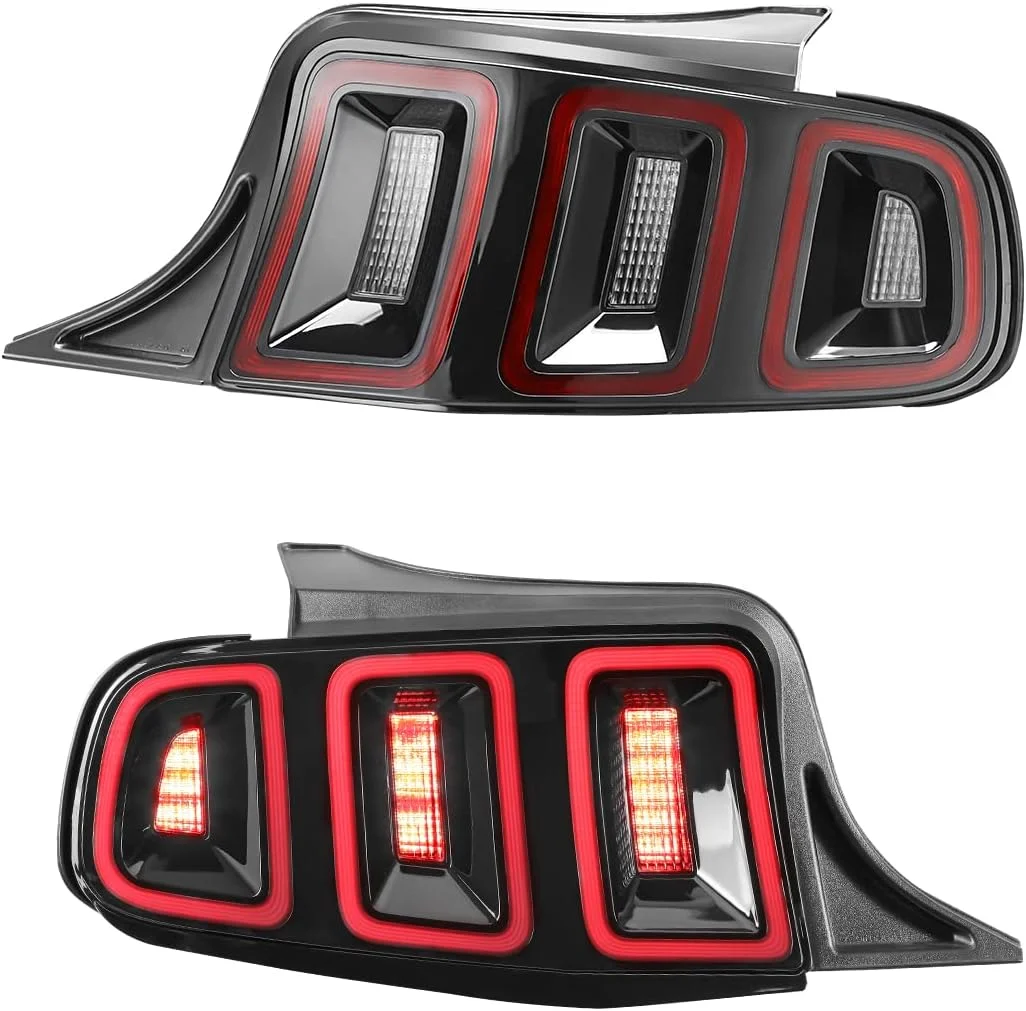 CPW Tail Lights Assembly for 2010 2011 2012 2013 2014 Ford Mustang LED Sequential Signal Tail Light Rear Brake Lamp Super Brightness Replacement-Black Housing Red Lens