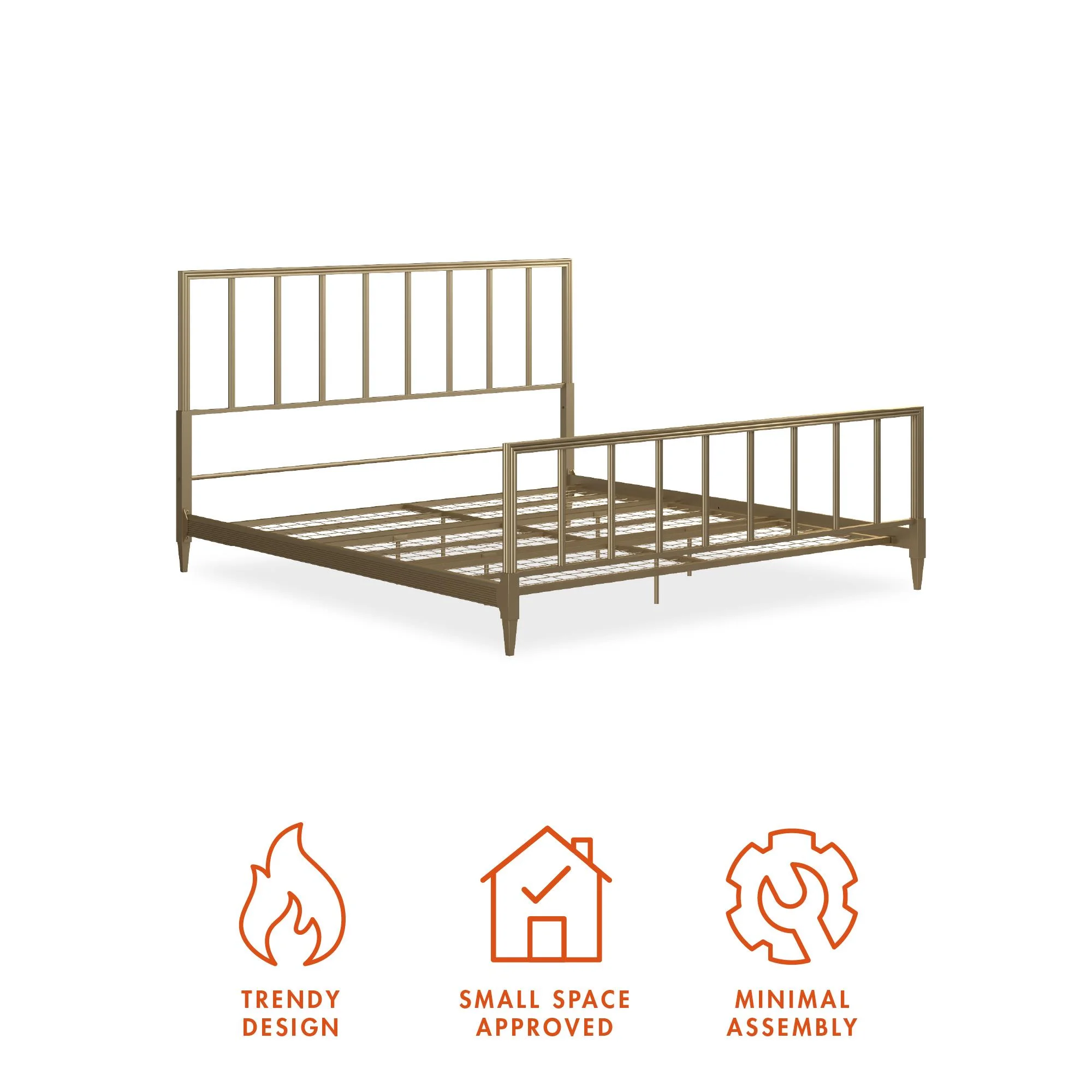 CosmoLiving by Cosmopolitan Blair Brass Metal Bed, King