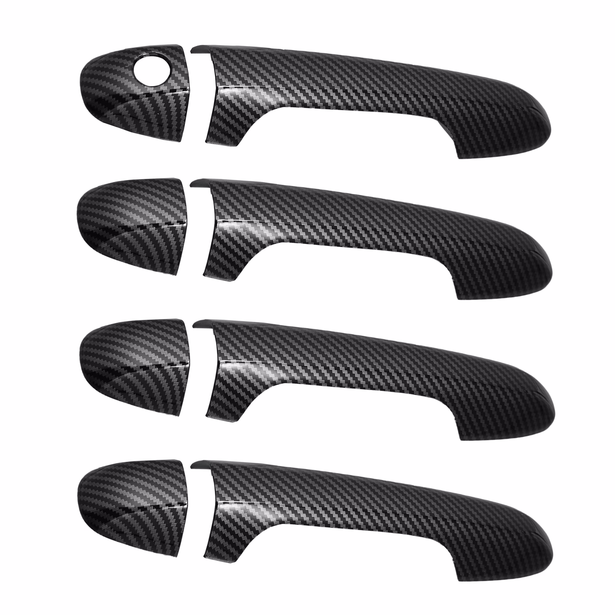 8pcs ABS Carbon Fiber Pattern Exterior Side Door Handle Cover Trim for Toyota Tacoma 2016-2021 Black Door Decoration