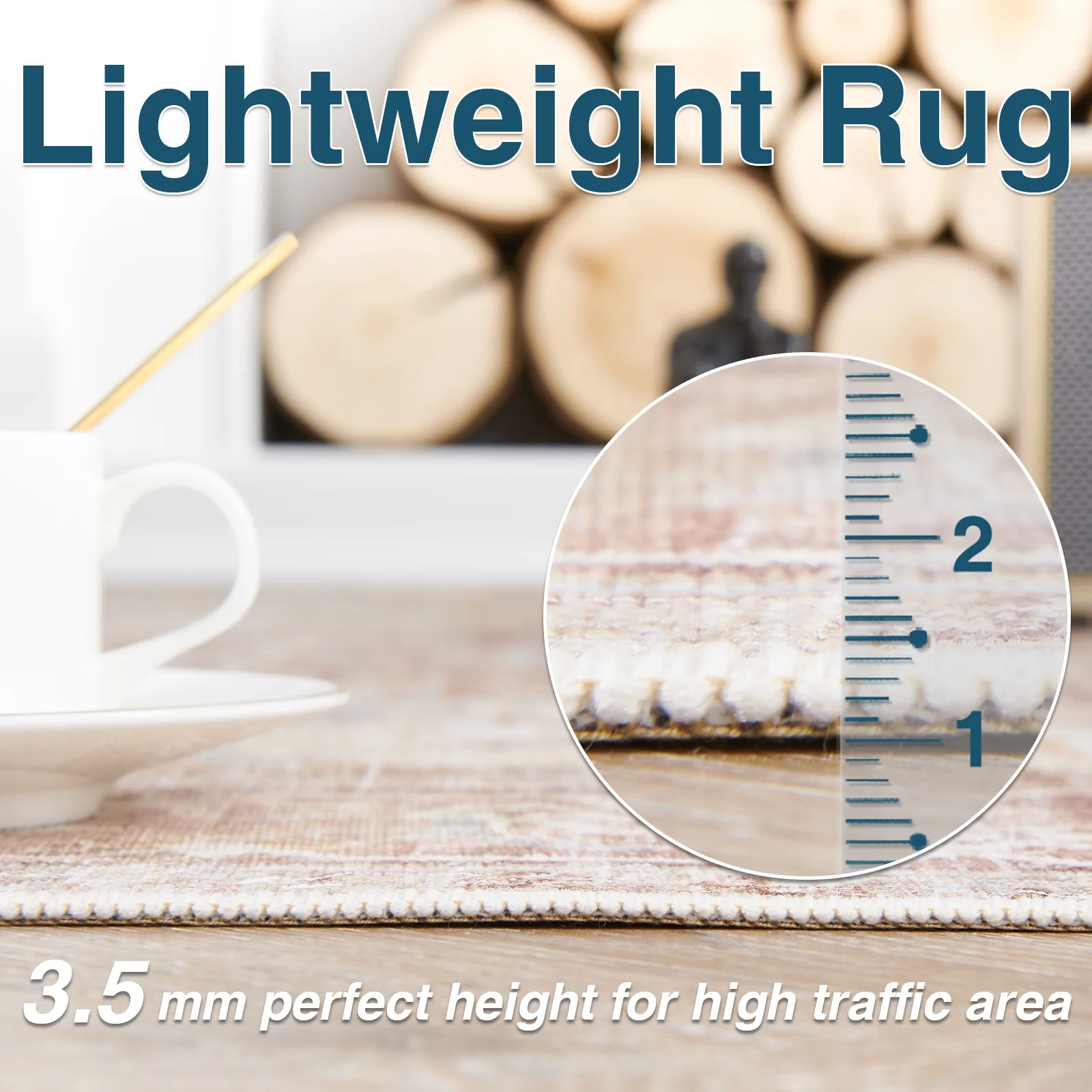 RUGKING Traditional Area Rug 6x9 Foldable Oriental Carpet Taupe Area Rug Indoor Non-Slip Rug for Kitchen Living Room Bedroom Hallway Dining Room