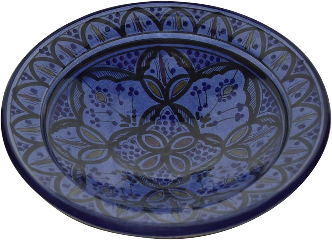 Ceramic Plates Moroccan Safi Serving Plate Large 12 Inches Round Royal Blue