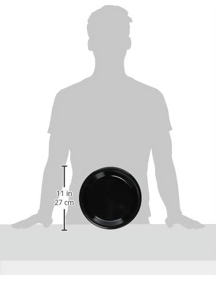 Big Jet Black Plastic Plates, 10.25