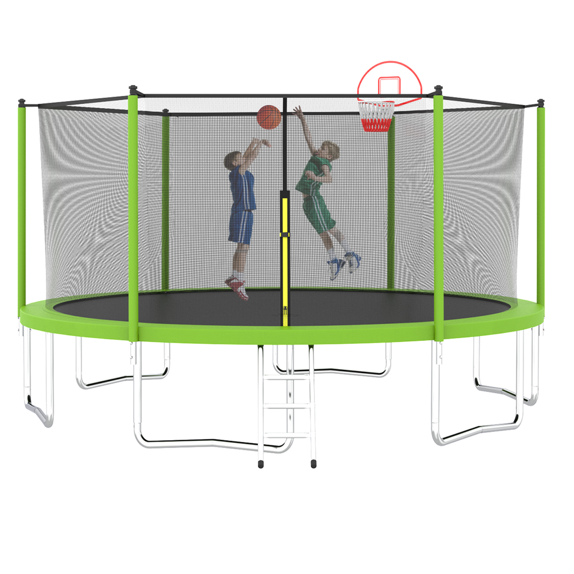 EUROCO 1300LB 15FT Trampoline for Adults and Kids, Trampoline with Enclosure ,Ladder,Basketball Hoop,Heavy Duty Recreational Trampoline Capacity for 7-8 Kids