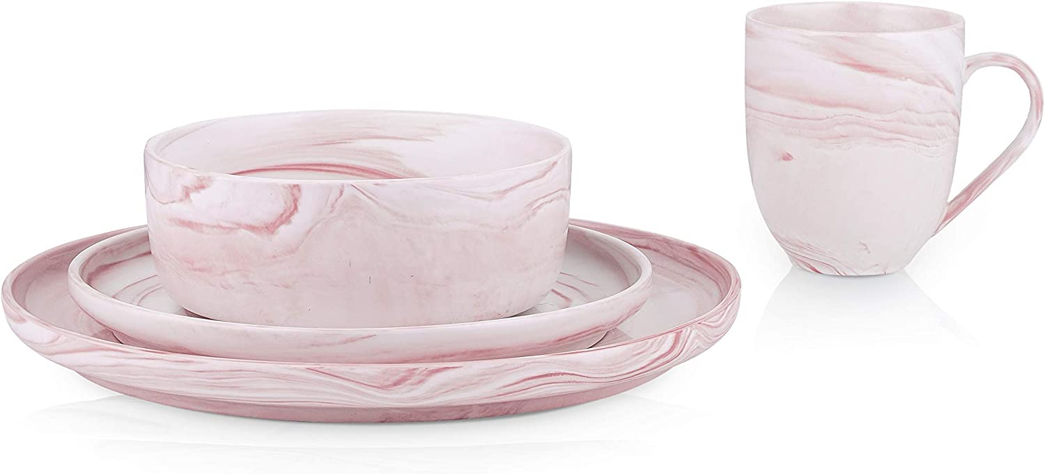 16-Piece Dinnerware Set Porcelain, Gray