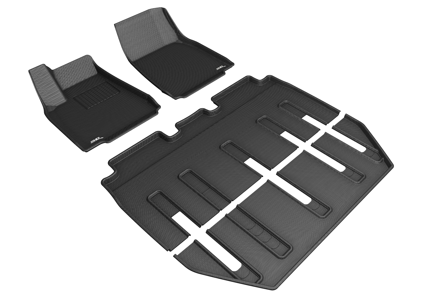 3D MAXpider KAGU Floor Mat (BLACK) compatible with TESLA MODEL X FOLDING 7-SEAT 2017-2021 - Full Set