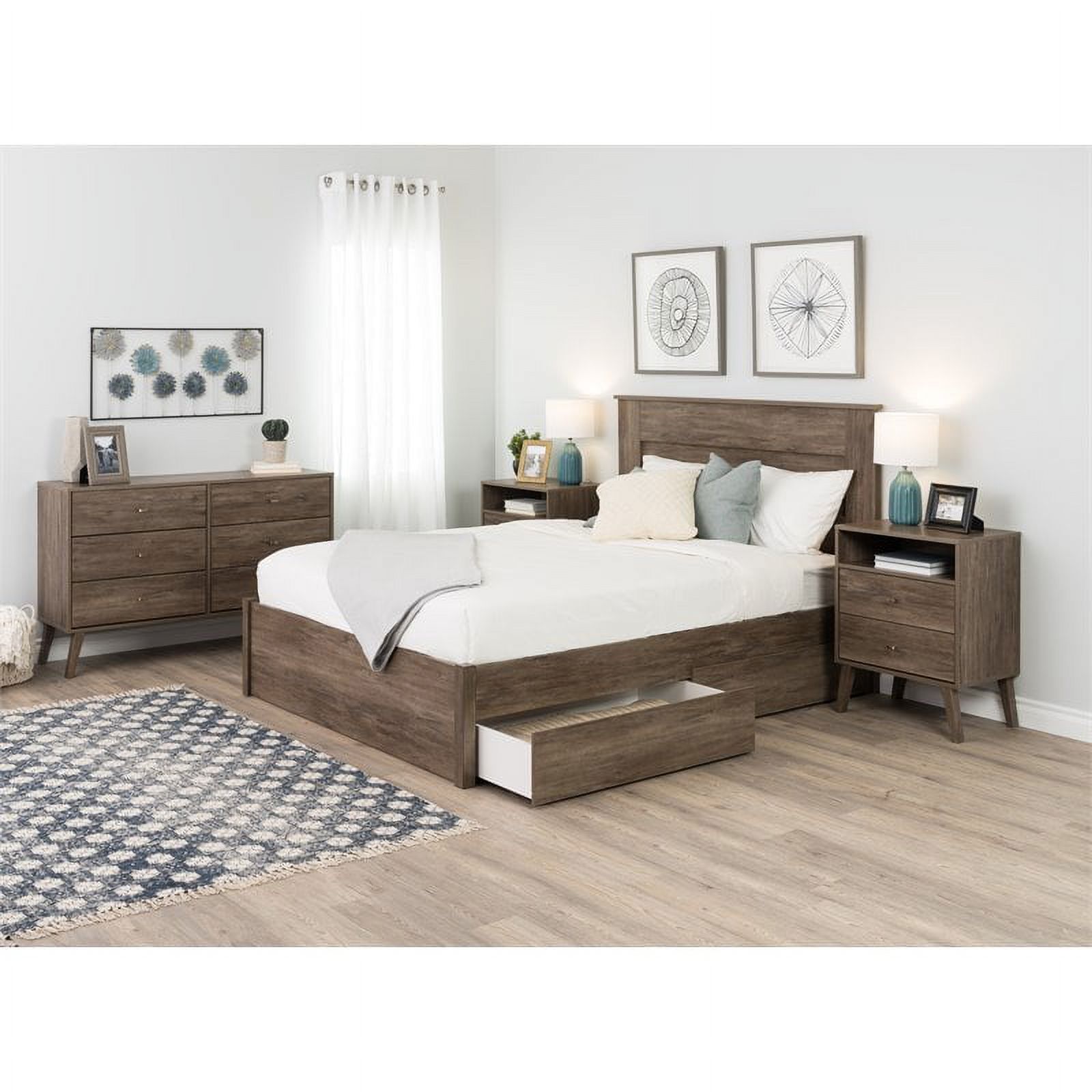 Home Square 2-Piece Set with Modern Tall 6-Drawer Chest 6-Drawer Double Dresser