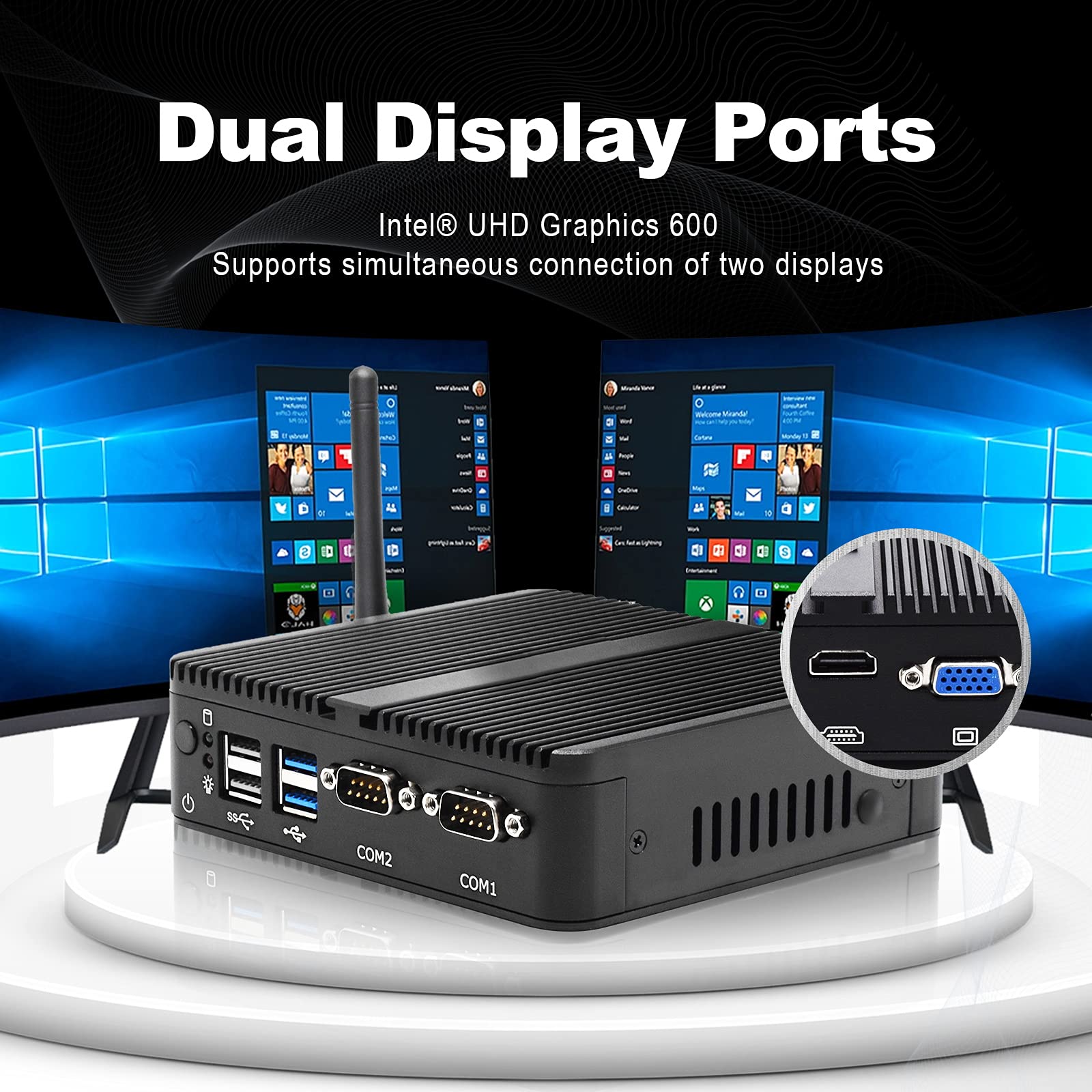 WEIDIAN Industrial Mini PC, Celeron J4125, Windows 11 Pro (64-bit) Industrial Desktop Computer with 8GB RAM DDR4/ 128GB SSD, 1TB HDD, 2 RS232, HD VGA Dual Display, Gigabit Ethernet, BT 4.0, 4K, WiFi