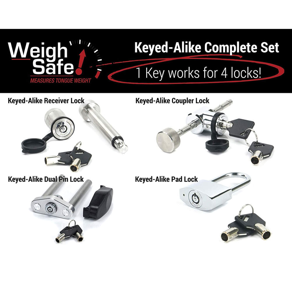 WEIGH SAFE 10in Drop Hitch/2in Shank 8K/12.5K GTWR Ball Mount with Keyed Alike 4 Lock Set (WS10-2-SET)