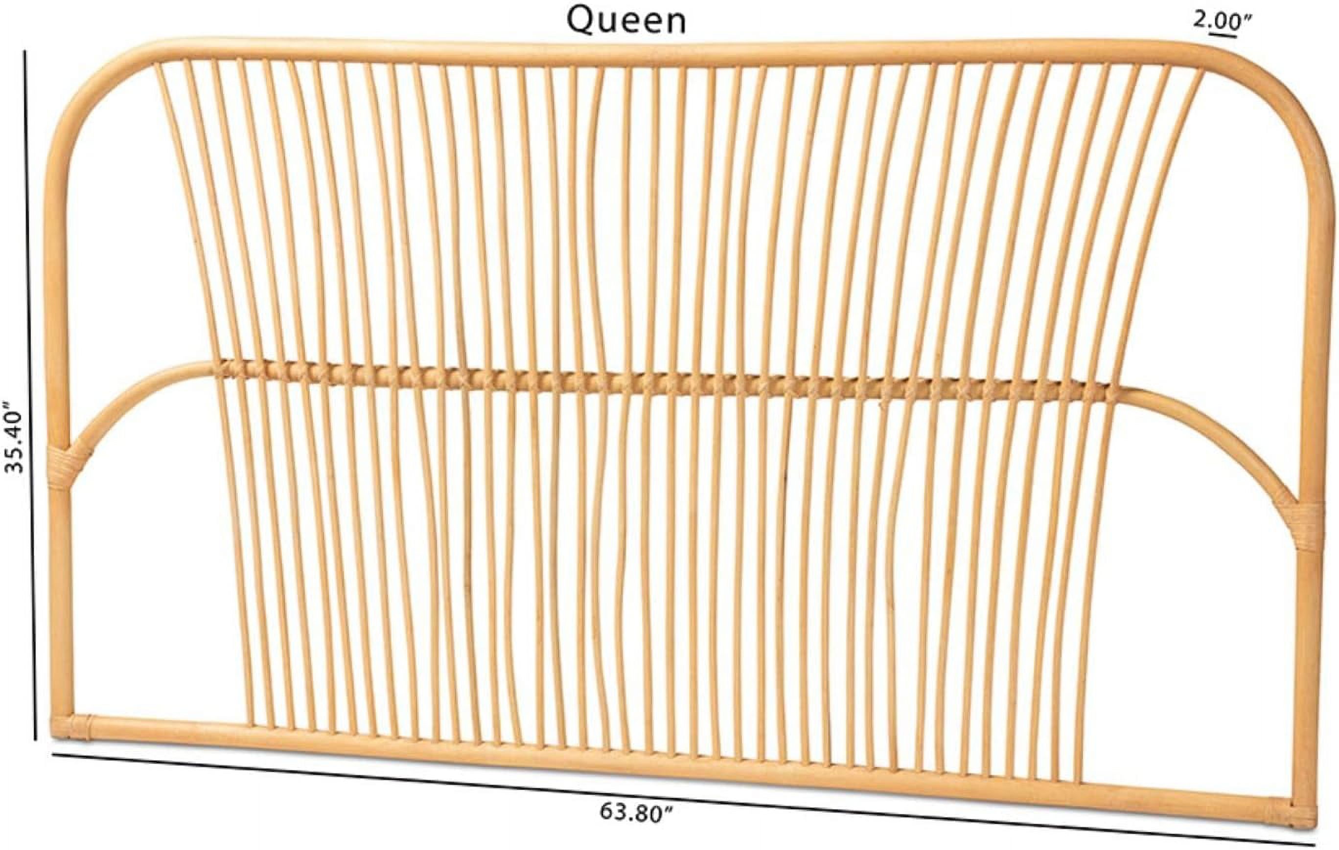 Laina Modern Bohemian Brown Rattan Queen Size Wall-Mount Headboard