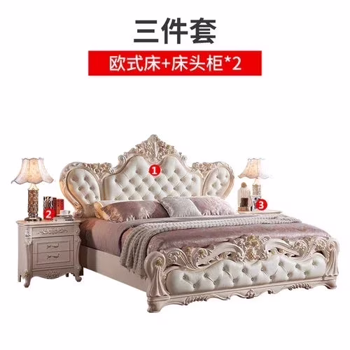 Queen Nordic Luxury Bed Under Storage King Modern Bedroom Bed Wood Genuine Leather Letto Matrimoniale Multifunzione Furniture