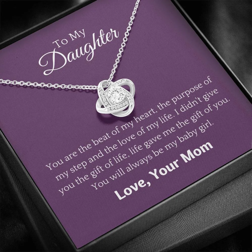 To My Daughter - The Beat of My Heart - Love Knot Necklace