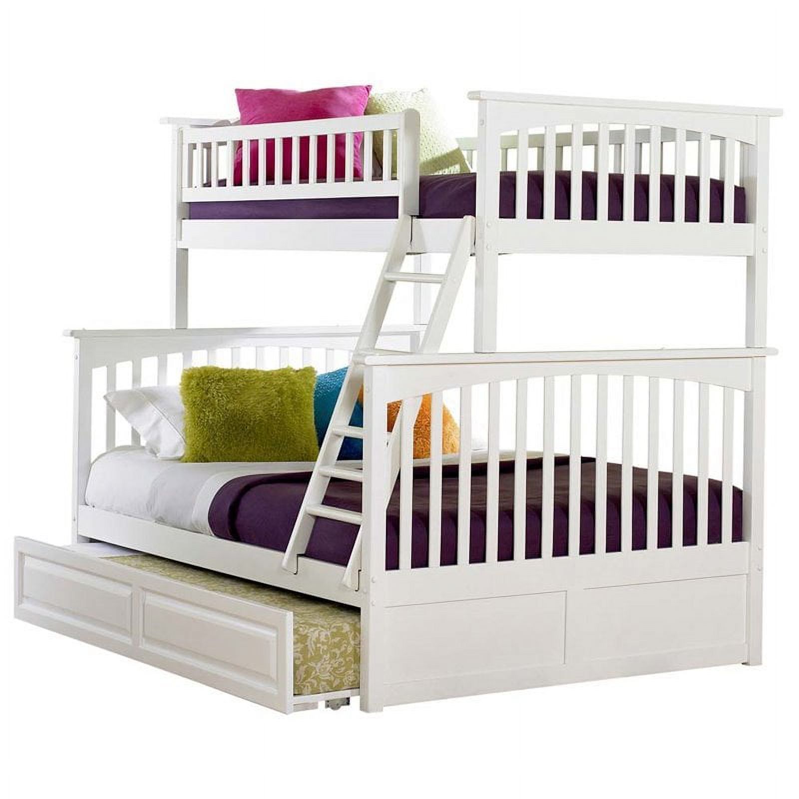 Leo & Lacey Twin Over Full Trundle Bunk Bed in White