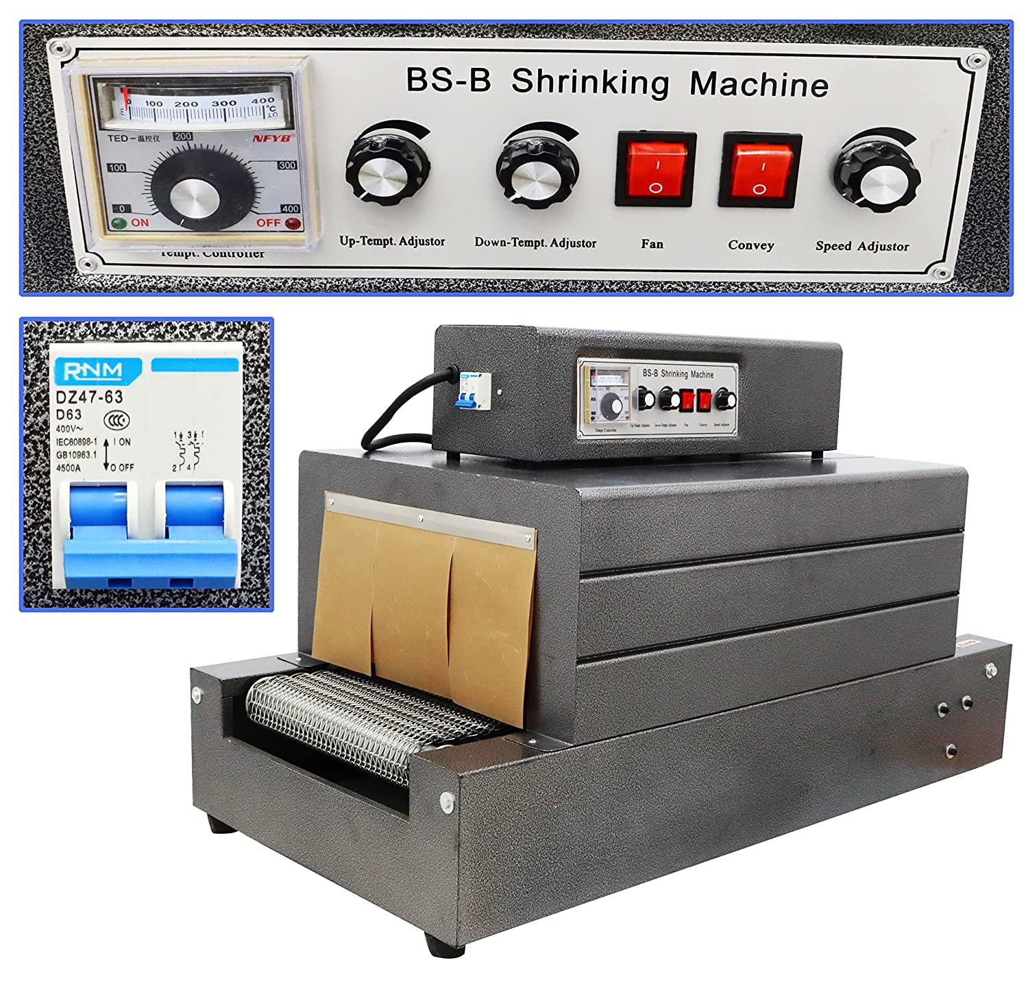 INTSUPERMAI Auto Heat Shrink Wrap Machine Thermal Film Shrink Tunnels Packaging Machine 220V