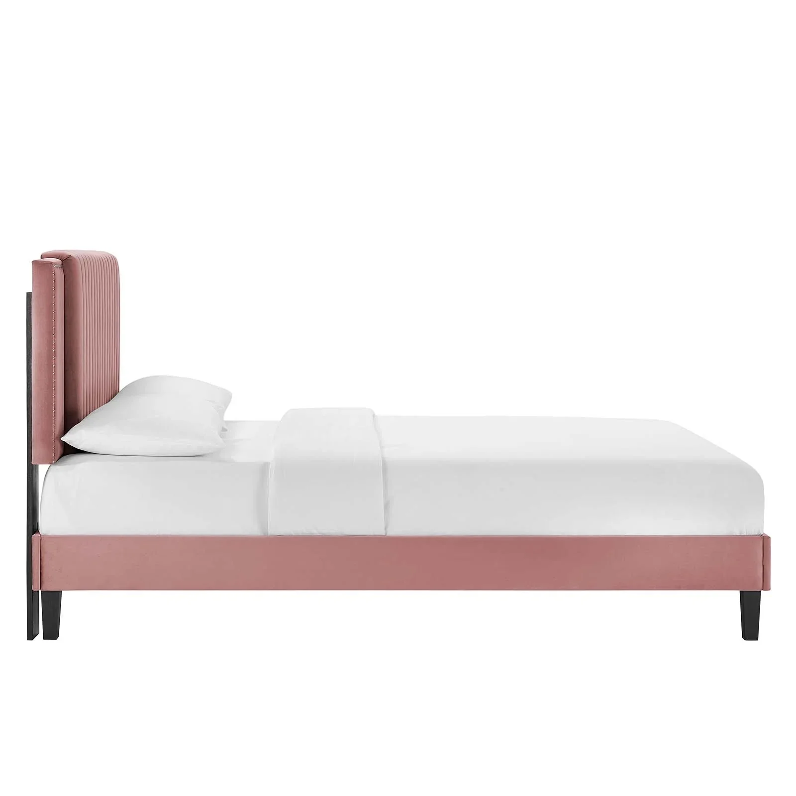 Modway Zahra Channel Tufted Performance Velvet King Platform Bed in Dusty Rose