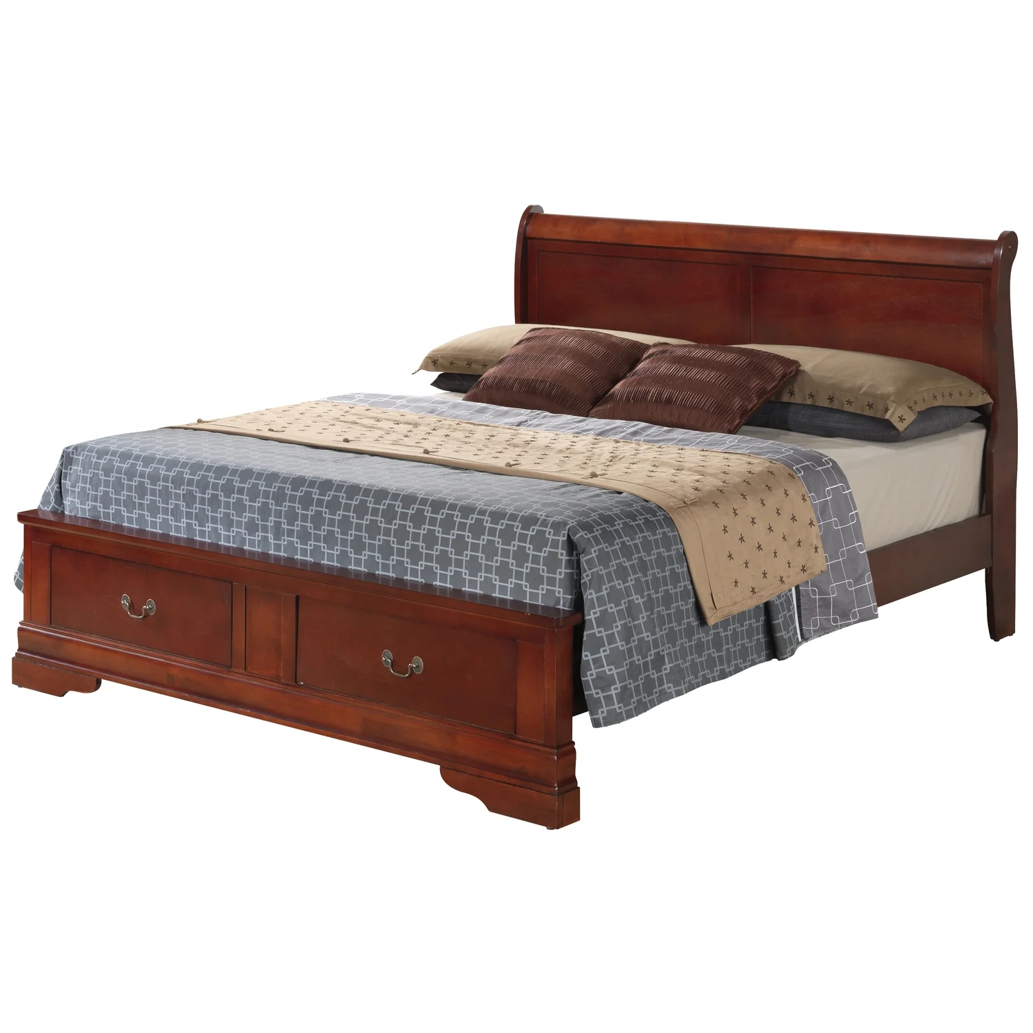 Glory Furniture Louis Phillipe G3100D-QSB2 Queen  Storage Bed , Cherry