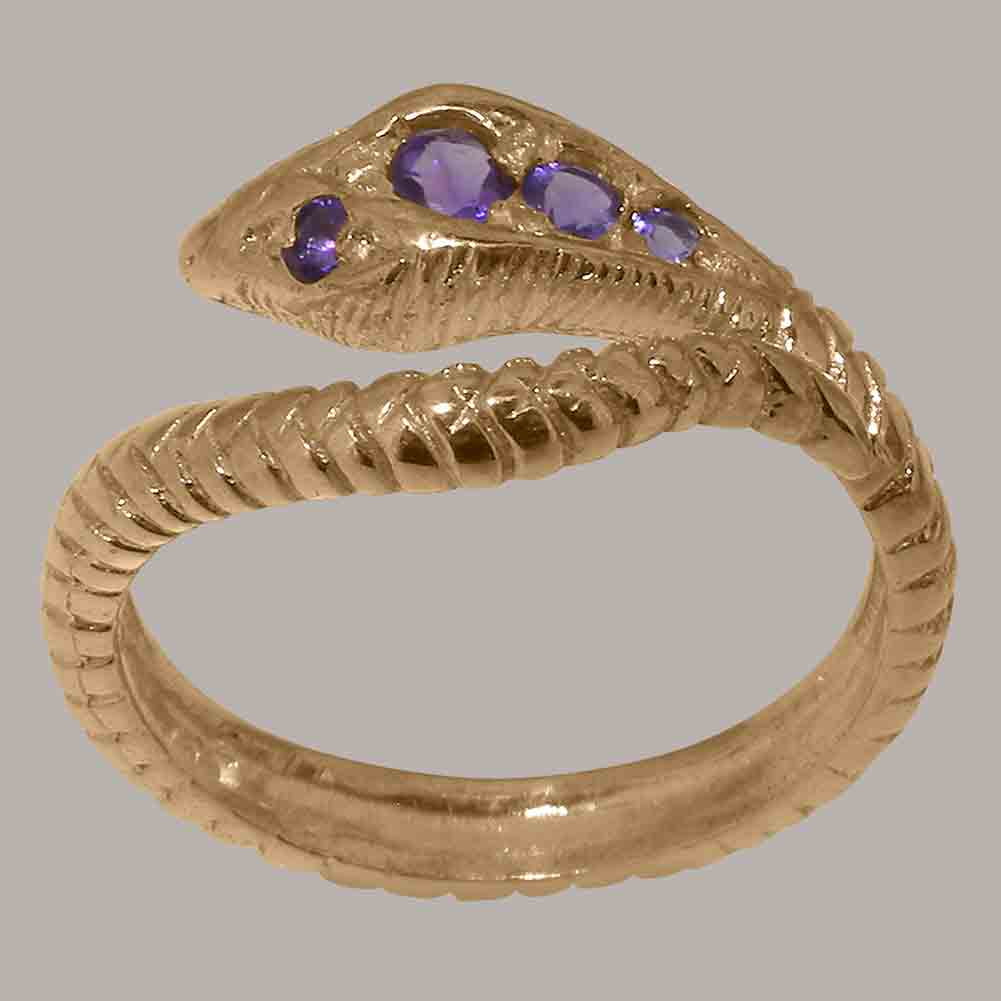 LBG British Made 9k Rose Gold Natural Amethyst Womens Engagement Ring - 33 size options - Size 9.25