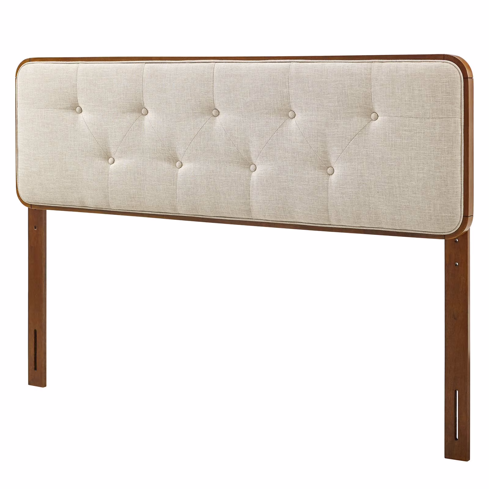 Tufted Headboard, Twin Size, Wood, Fabric, Brown Walnut Beige, Modern Contemporary Urban Design, Bedroom Master Guest Suite