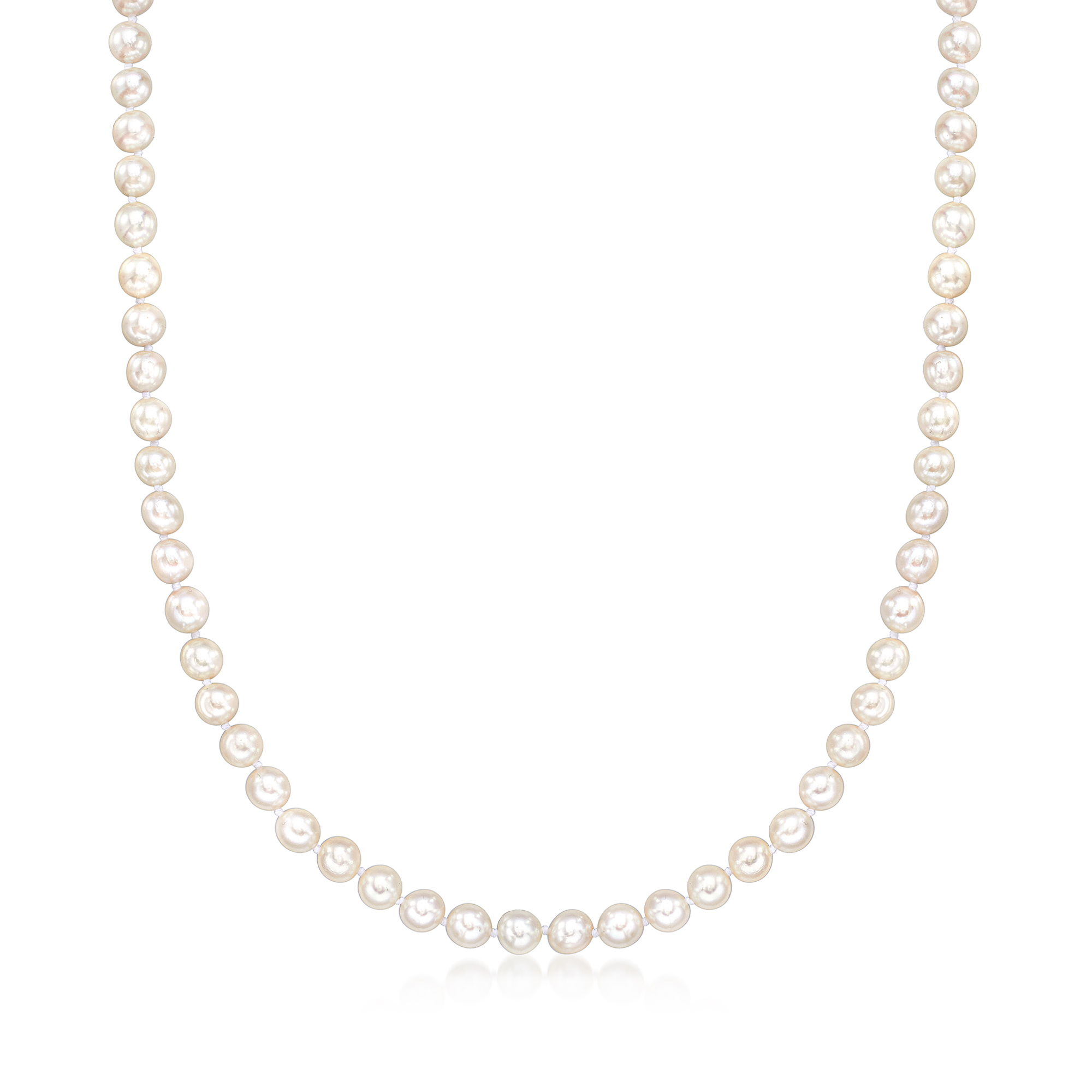 Ross-Simons 6-6.5mm Cultured Akoya Pearl Necklace With 18kt White Gold, Women's, Adult