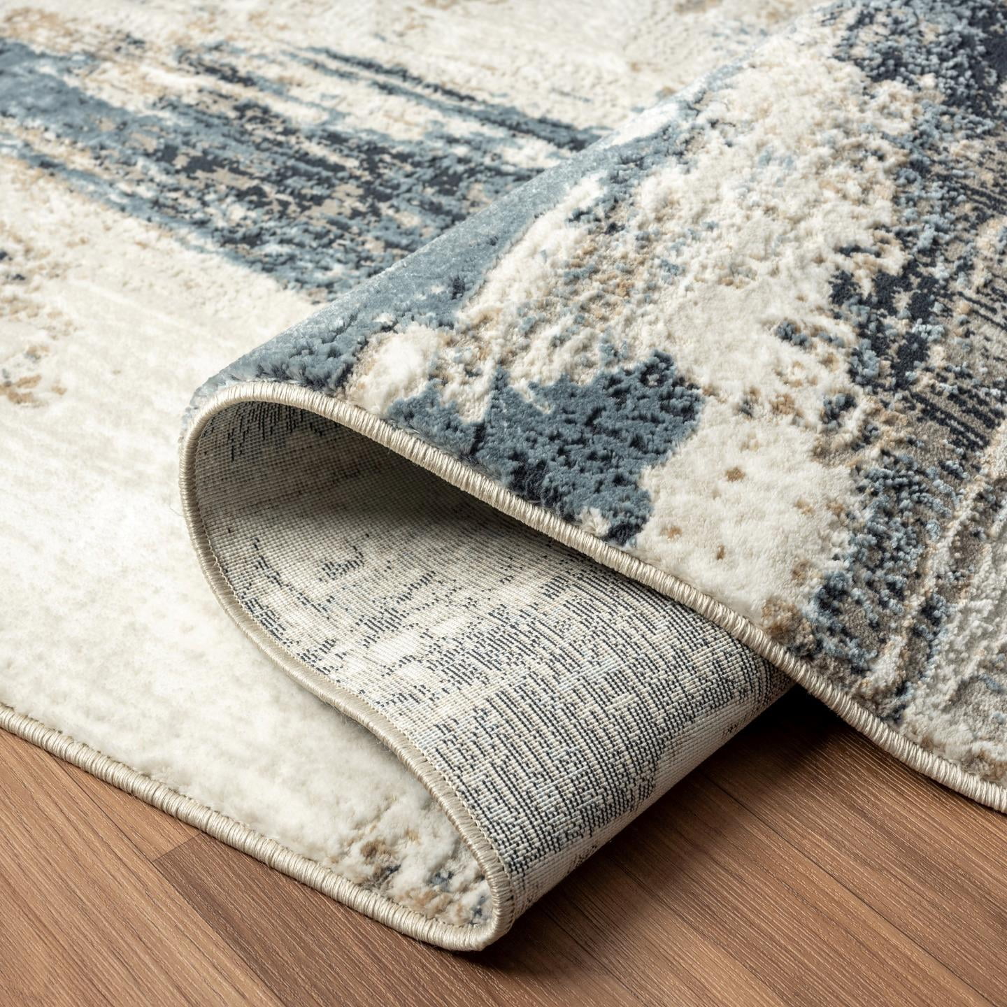 Luxe Weavers Distressed Abstract Blue 8x10 Area Rug, Stain-Resistant Carpet