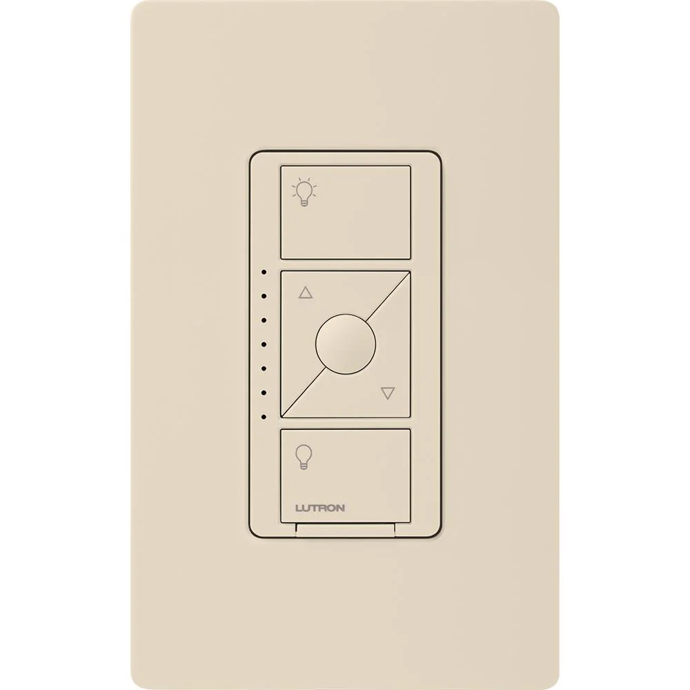 Lutron Caseta Smart Lighting Dimmer Switch for ELV+ Bulbs, Light Almond