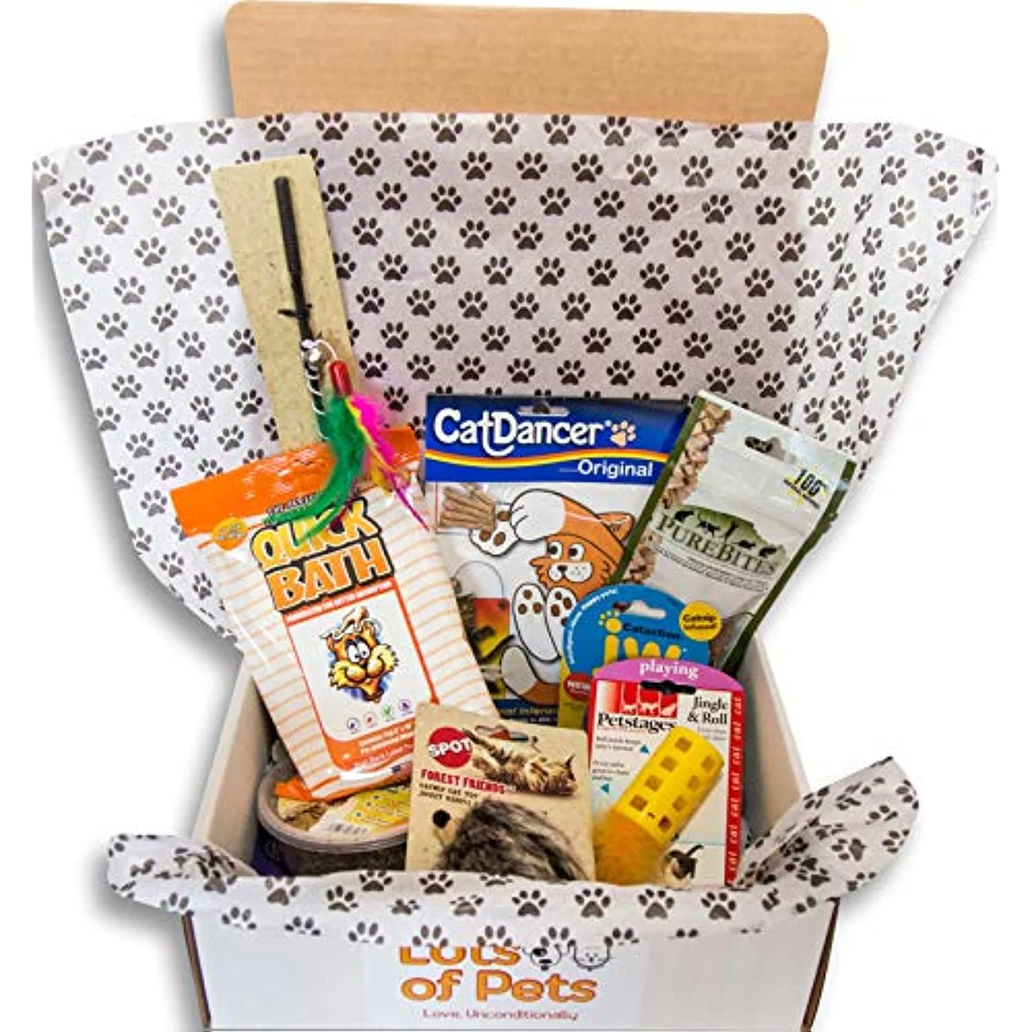 Lots of Pets Cat Scratch Fever Party Box Kitty Cat Party Box, Pet Supplies Starter Pack, Treats and Toys for Cats